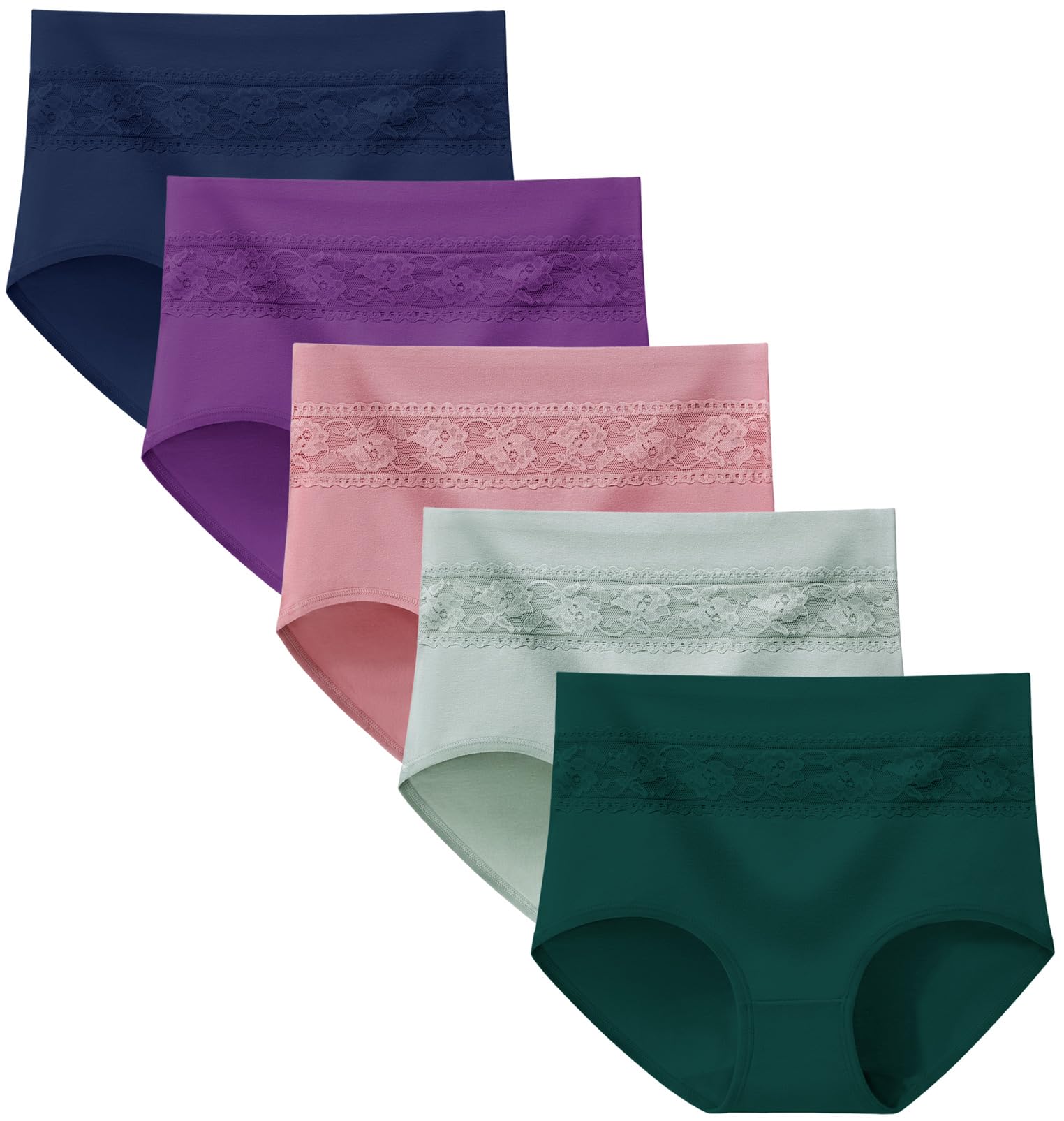Women's Underwear Cotton Tummy Control High Waisted Underwear Soft Breathable Full Coverage Panties Multipack