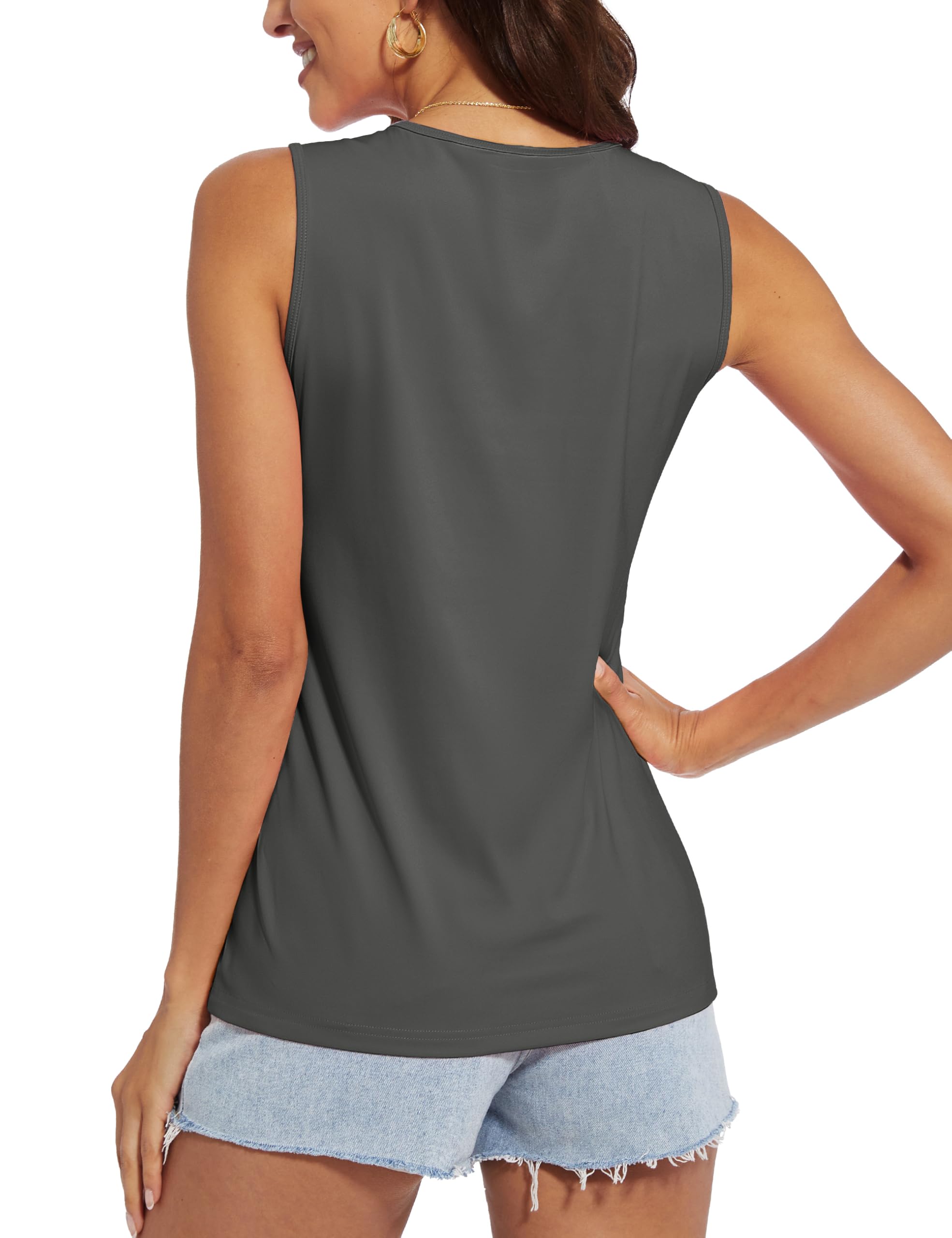 MAGCOMSEN Women's Workout Tank Top Athletic Muscle Sleeveless Crew Neck Shirt UPF 80+ Moisture Wicking Gym Running