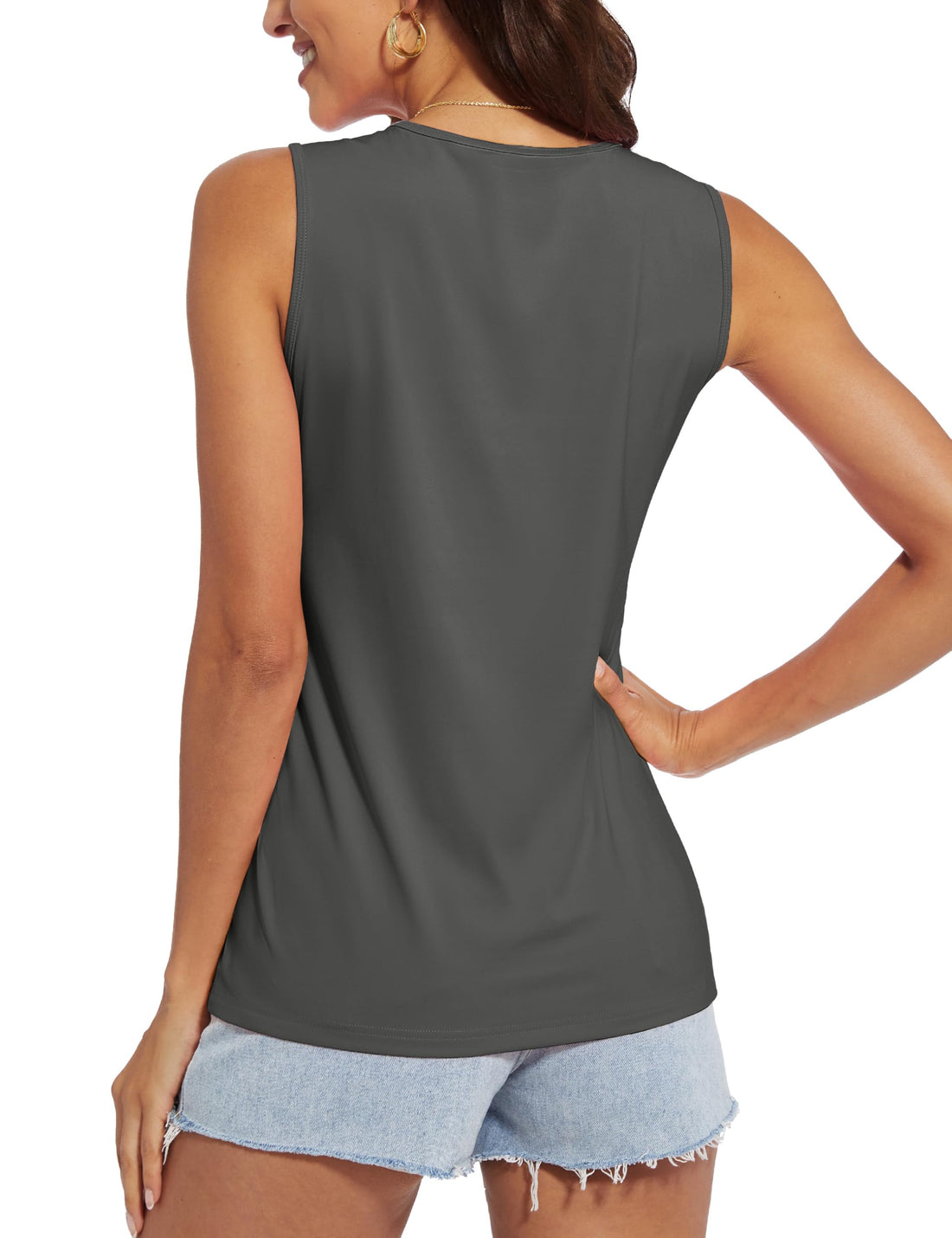 MAGCOMSEN Women's Workout Tank Top Athletic Muscle Sleeveless Crew Neck Shirt UPF 80+ Moisture Wicking Gym Running