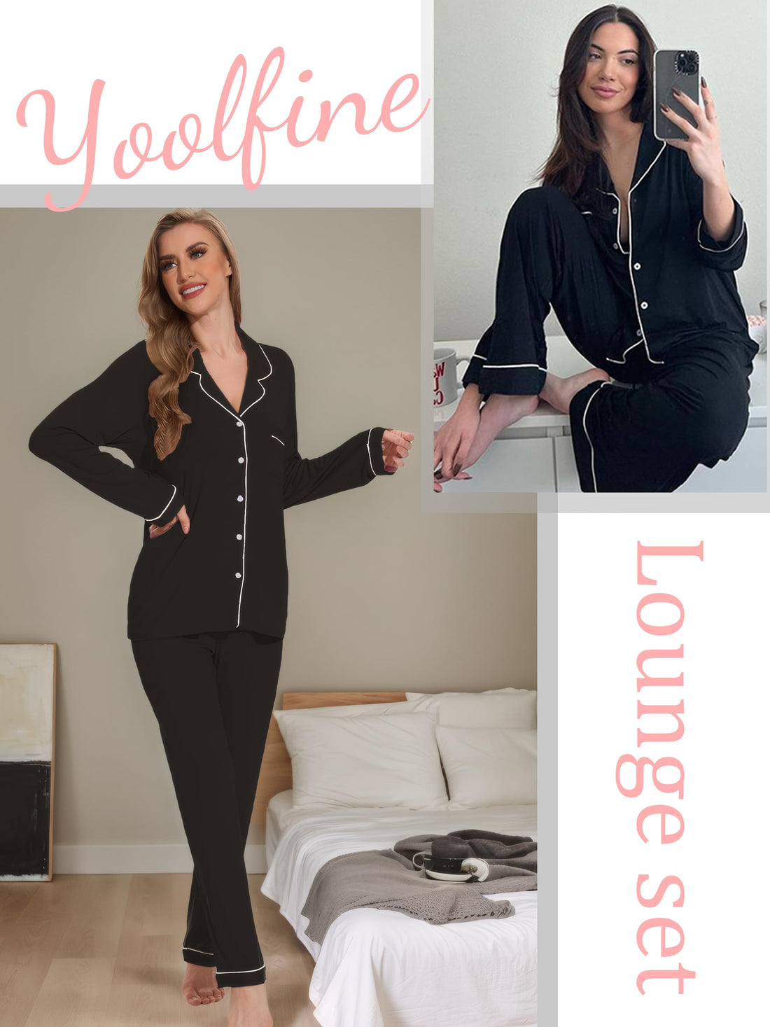Button Up Pajamas for Women Long Sleeve Sleepwear Soft Loungewear Ladies Pjs Set XS-XXL