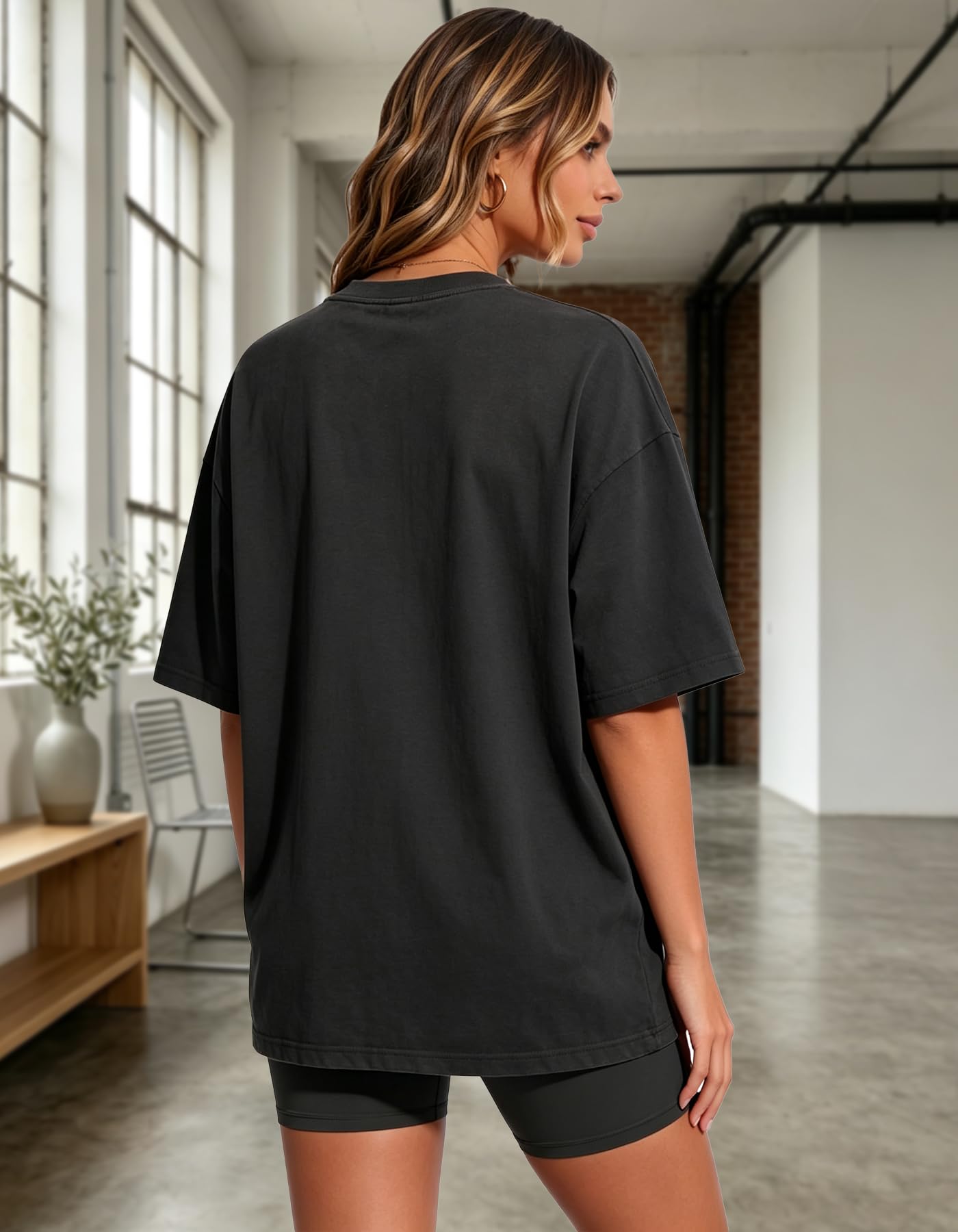 HOPLYNN 3 Pack Oversized Tshirts for Women, Summer Baggy Loose Fit Tops Crew Neck Workout Tees Plus Size T Shirts