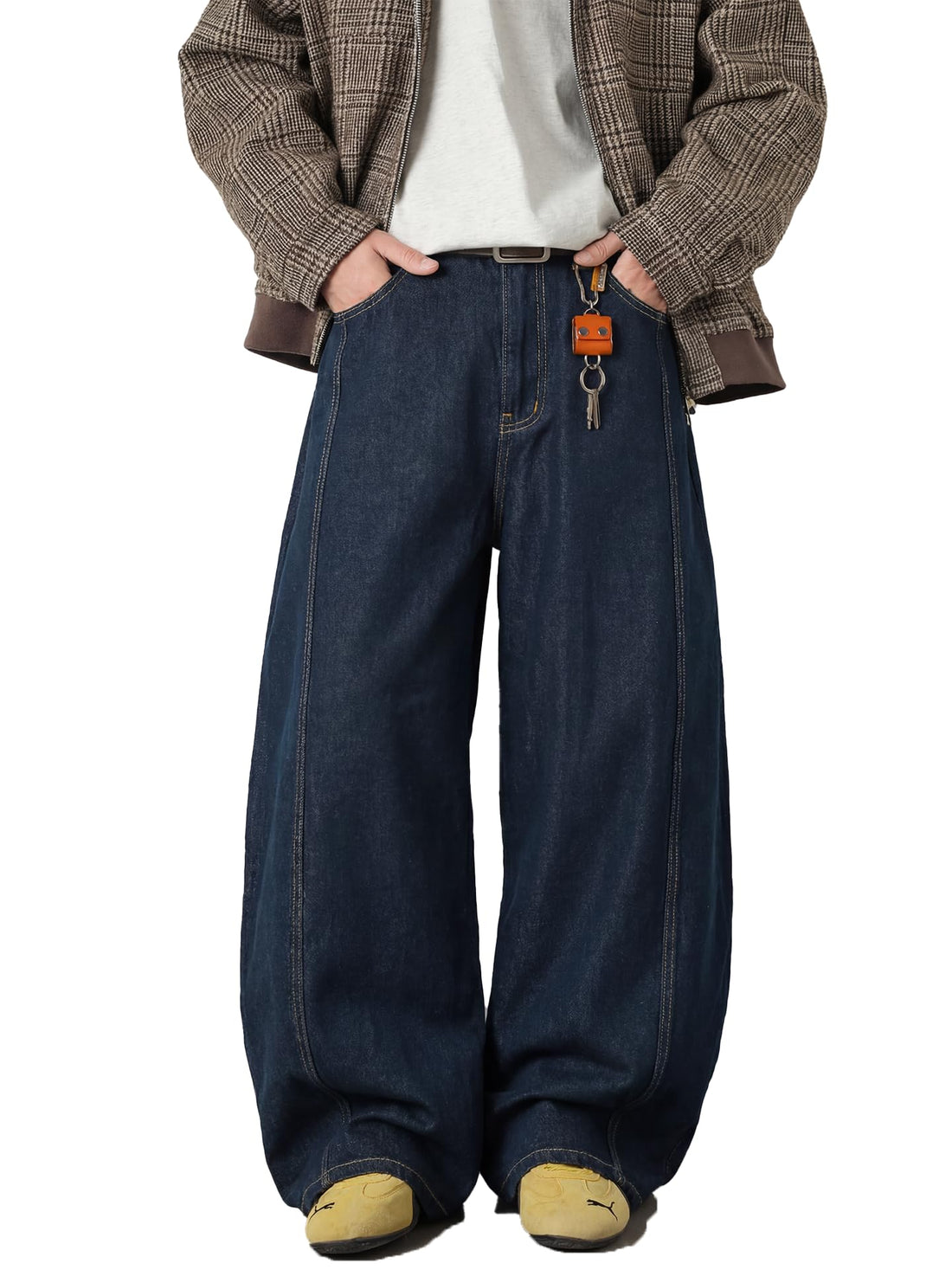 Baggy Hip Hop Jeans for Men Wide Leg Skater Denim Pants Casual Loose Fit Long Trousers