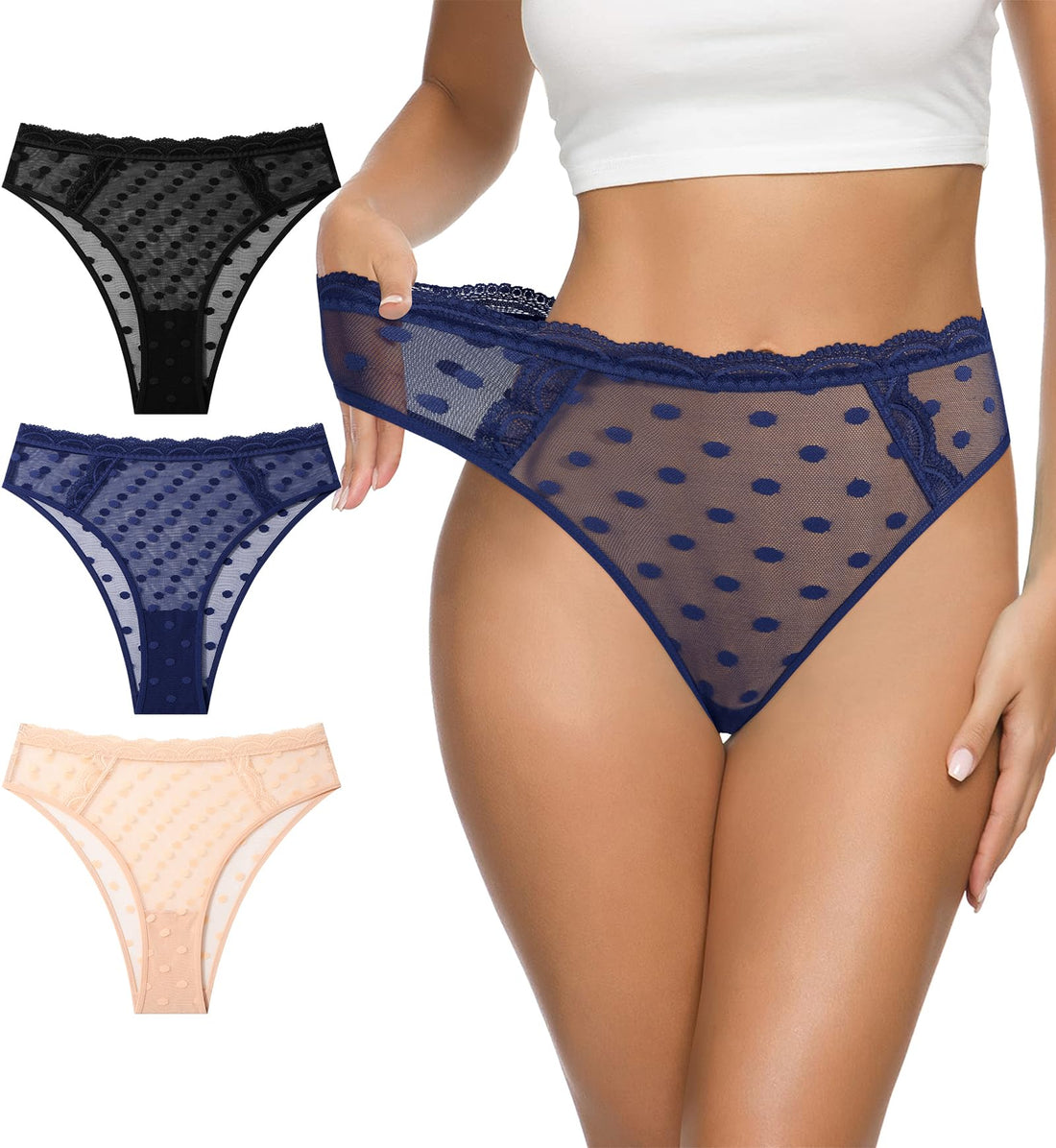 Eiggam Women's Cotton Bikini Panties,High-Cut Full Coverage Stretch Cool Underwear for Women