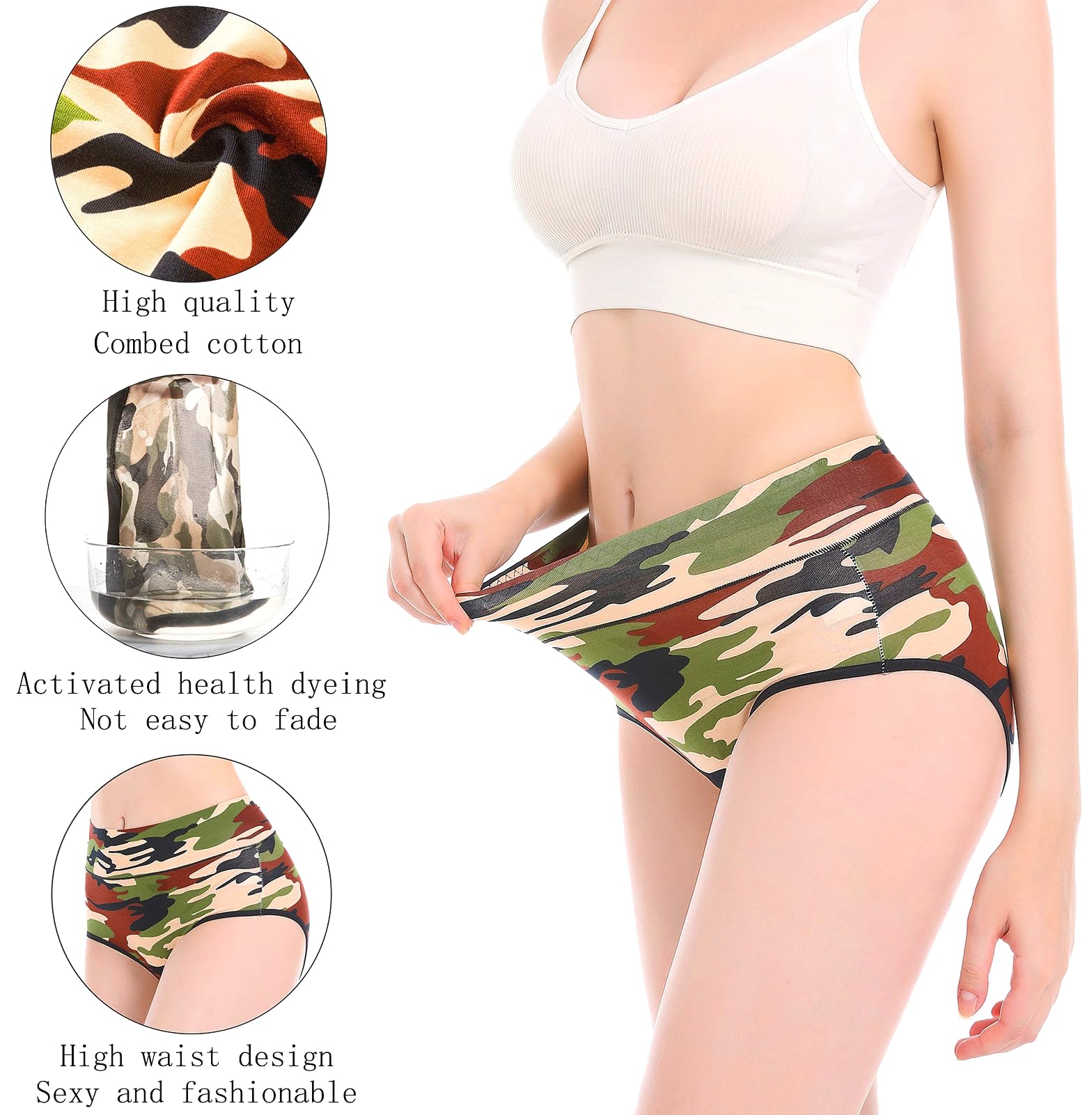 Women's Underwear Cotton Tummy Control High Waisted Underwear Soft Breathable Full Coverage Panties Multipack
