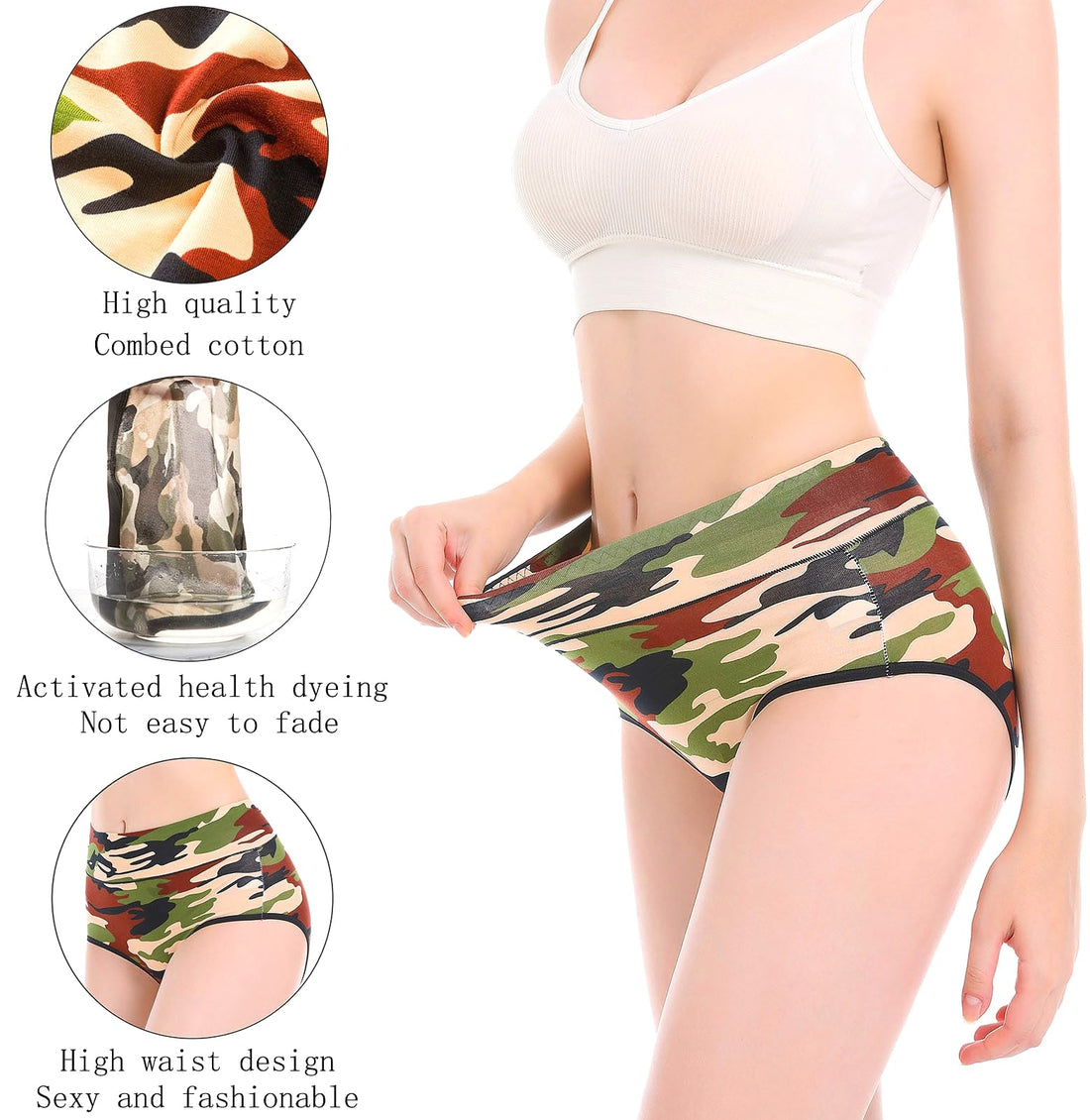 Women's Underwear Cotton Tummy Control High Waisted Underwear Soft Breathable Full Coverage Panties Multipack