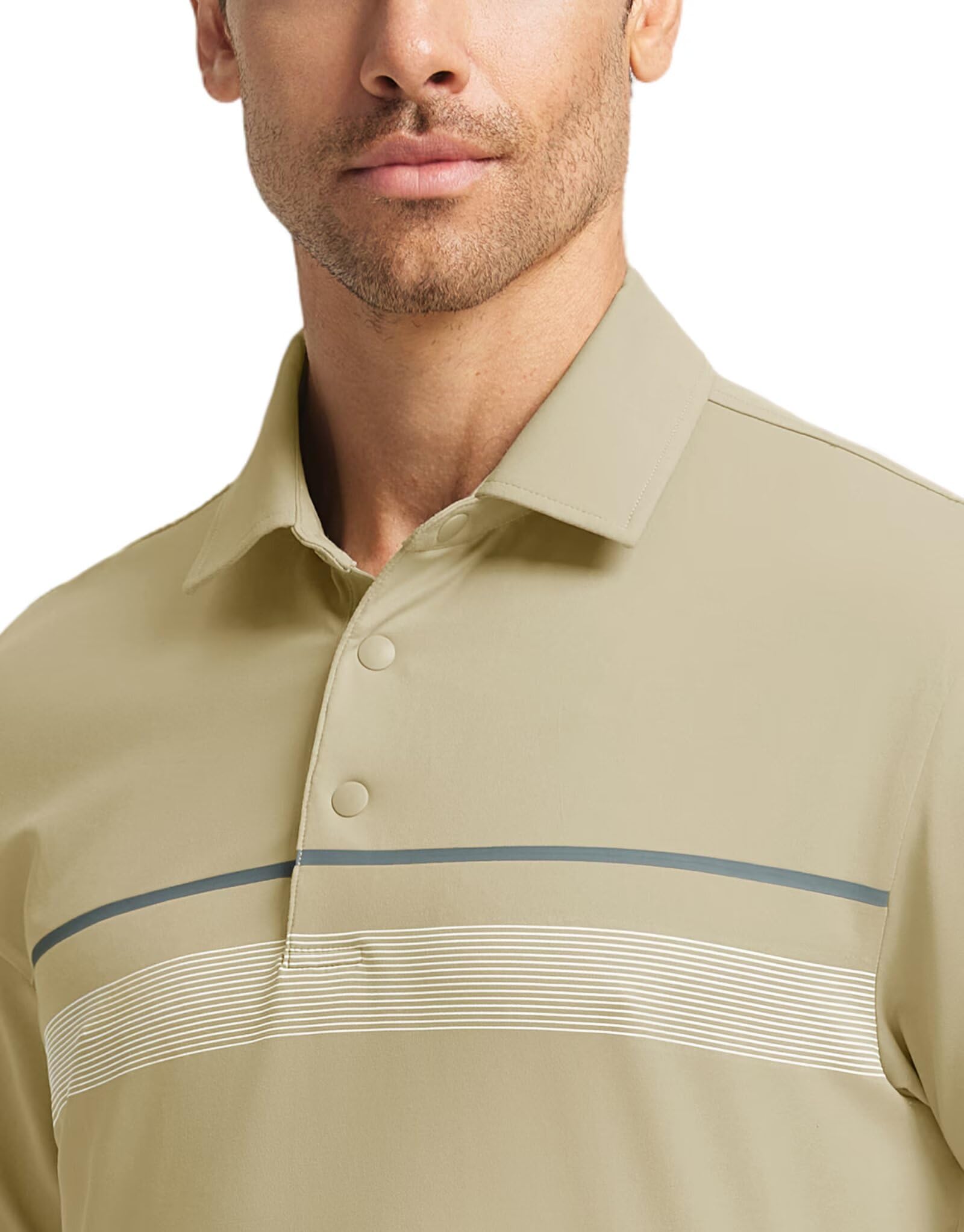 M MAELREG Mens Golf Shirts Short Sleeve Chest Print Stripe Moisture Wicking Dry Fit Casual Collared Mens Polo Shirts