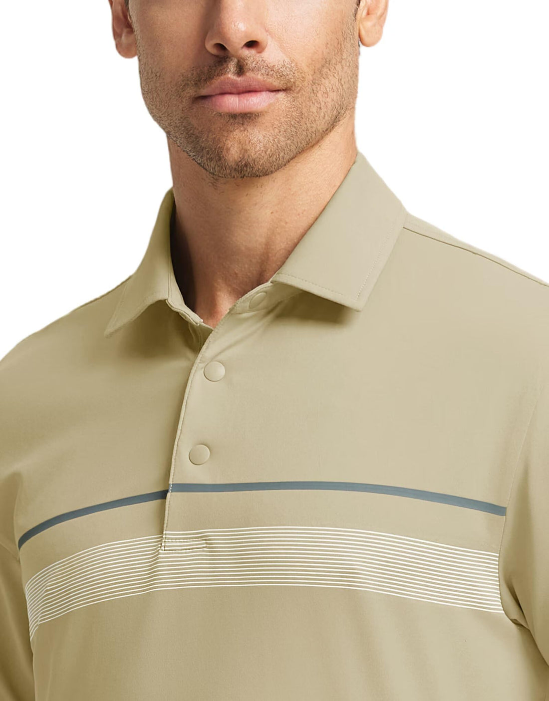M MAELREG Mens Golf Shirts Short Sleeve Chest Print Stripe Moisture Wicking Dry Fit Casual Collared Mens Polo Shirts