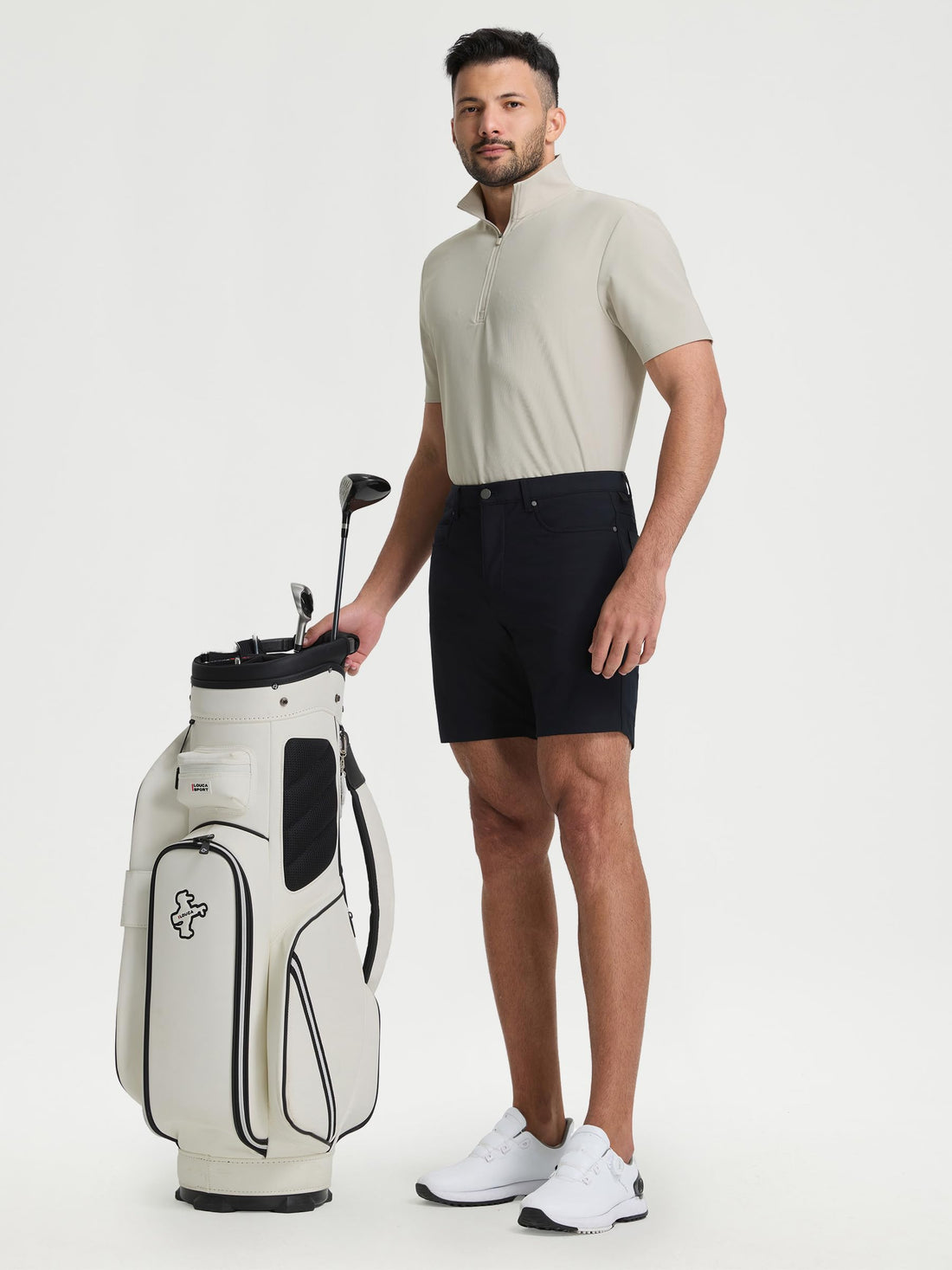 M MAELREG Golf Shirt for Men Zipper Waffle Texture Moisture Wicking Dry Fit Collared Lightweight Mens Polo Shirt Short Sleeve