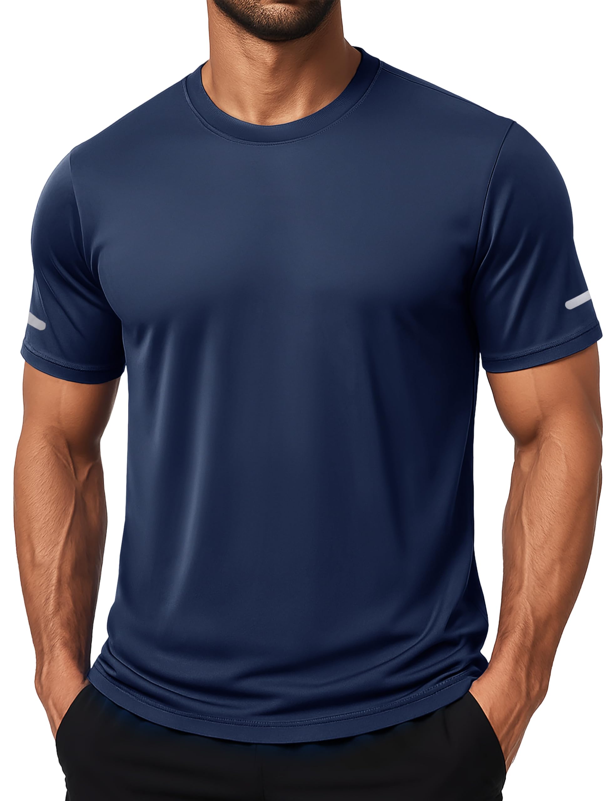 MAGCOMSEN Mens Workout Shirts Dry Fit Sun Protection Athletic Short Sleeve Shirt UPF 50+ Gym Running Swim Rash Guard Top