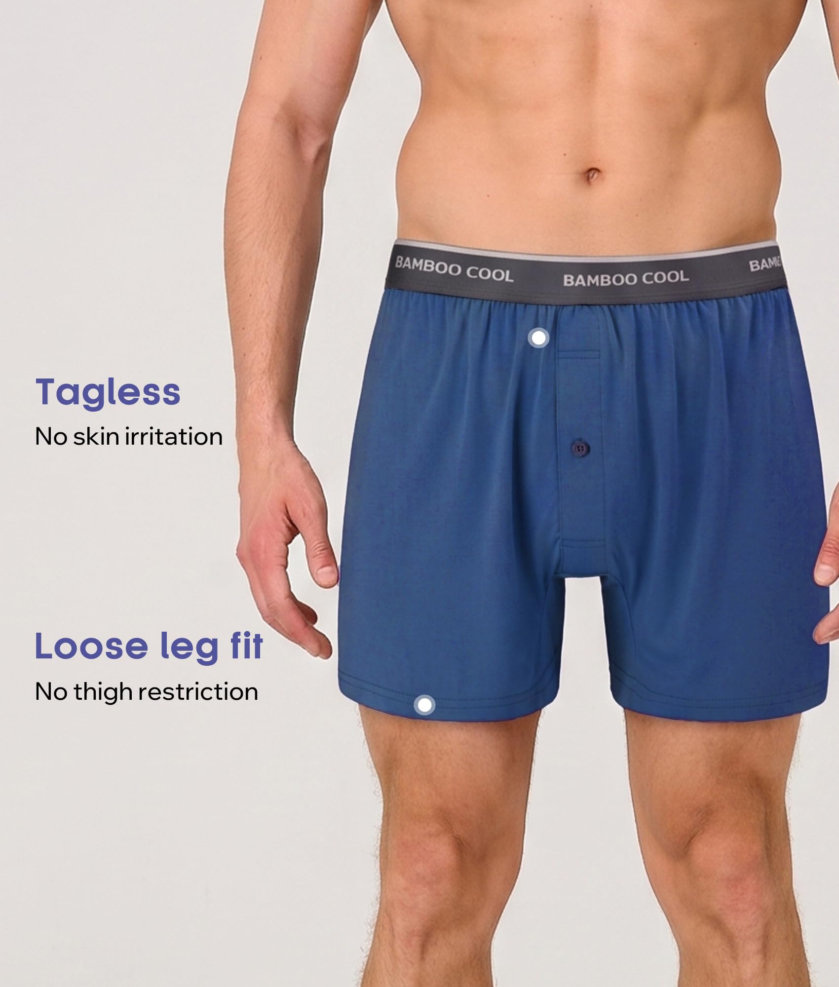 BAMBOO COOL Men's Underwear Boxer Shorts,Breathable knit Boxers,Stretch and Relaxed Fit 4 Pack