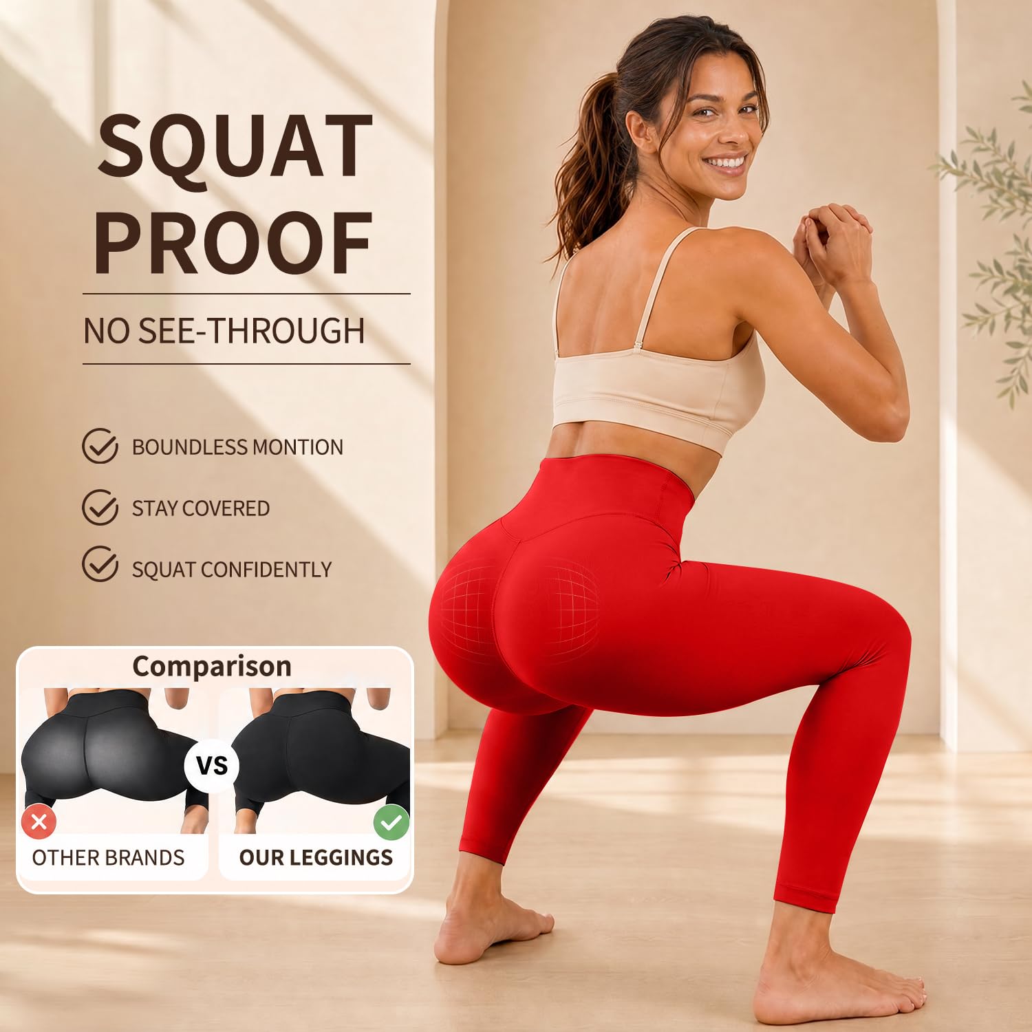 High Waisted Leggings for Women, Tummy Control Yoga Pants Non See Through Buttery Soft for Workout Athletic