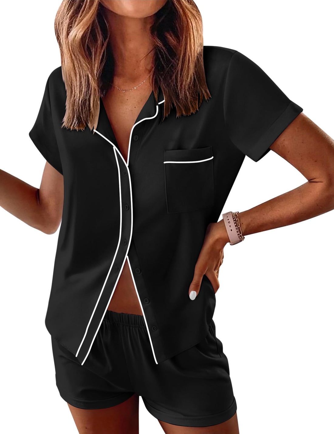 Ekouaer Womens Pajama Sets Button Down Lounge Set 2 Piece Pjs Sets