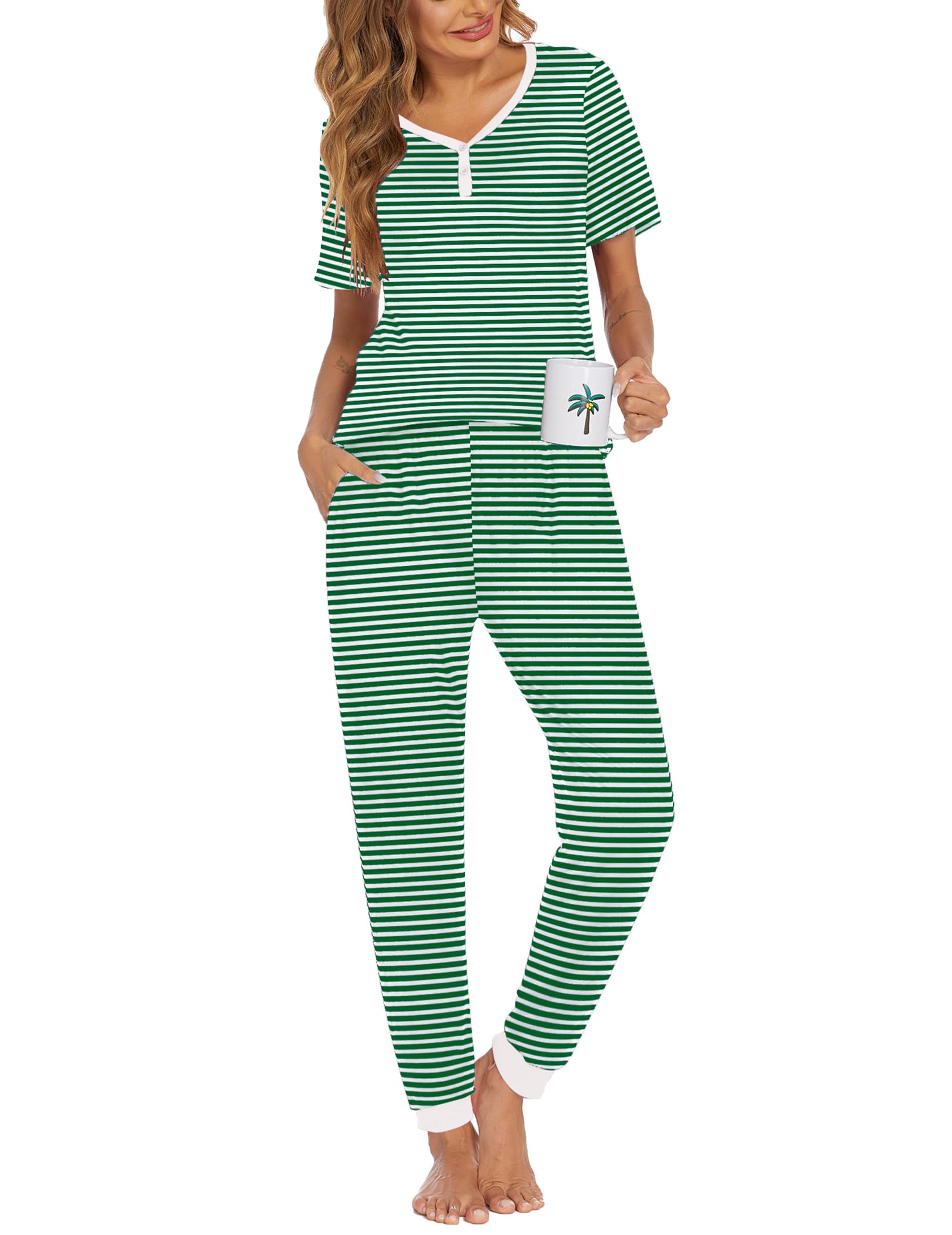 Ekouaer Pajamas for Women Set 2 Piece Fall Sleepwear with Pockets