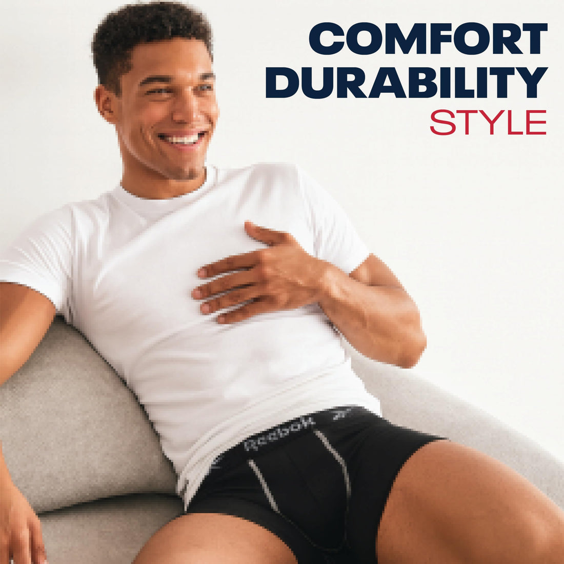 Reebok Mens Boxer Briefs - 4 Pack Underwear with Contour Pouch, 6'' Inseam | Athletic Stretch Performance Moisture-Wicking Fabric, No Fly Pouch, Tag-Free Waistband