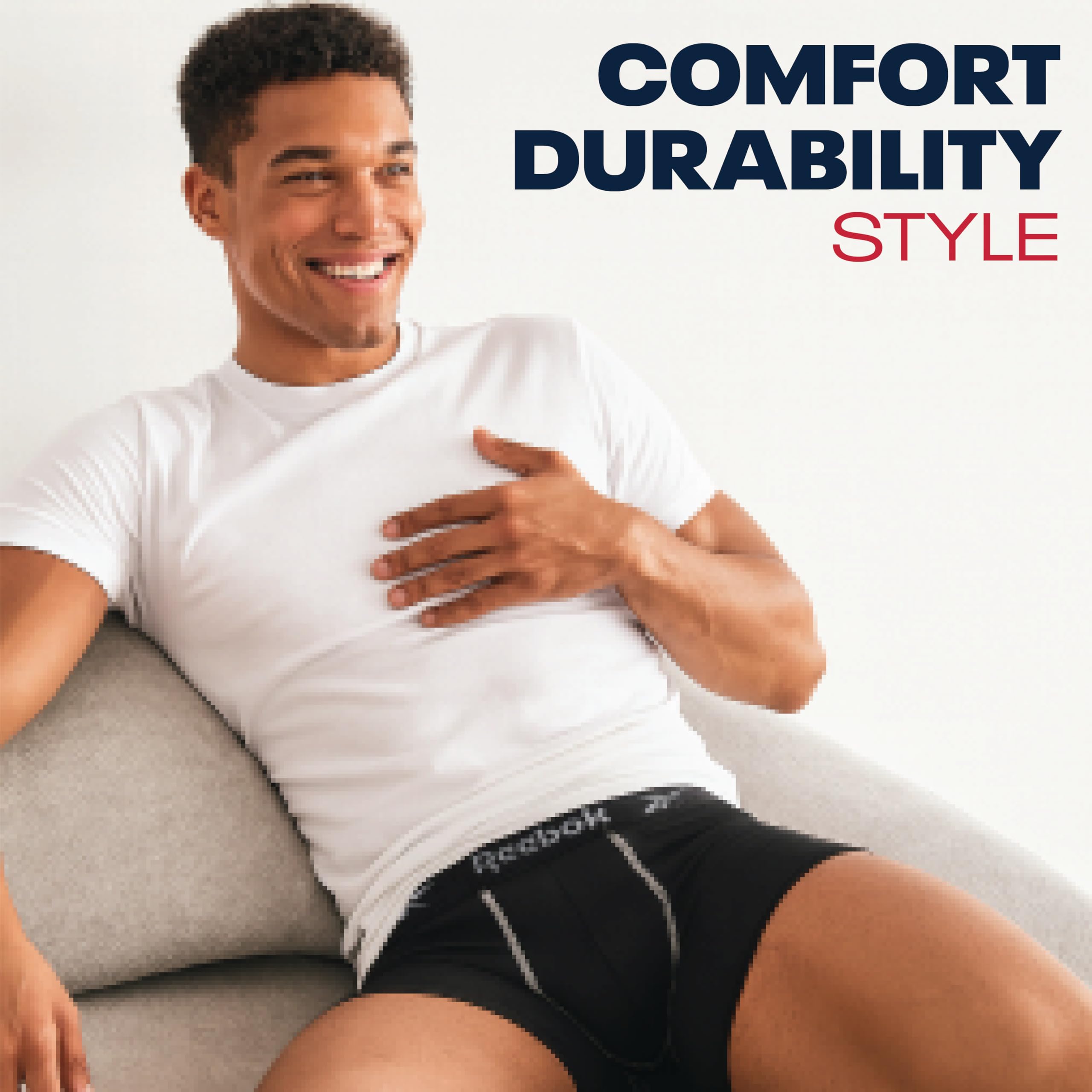 Reebok Mens Boxer Briefs - 4 Pack Underwear with Contour Pouch, 6'' Inseam | Athletic Stretch Performance Moisture-Wicking Fabric, No Fly Pouch, Tag-Free Waistband