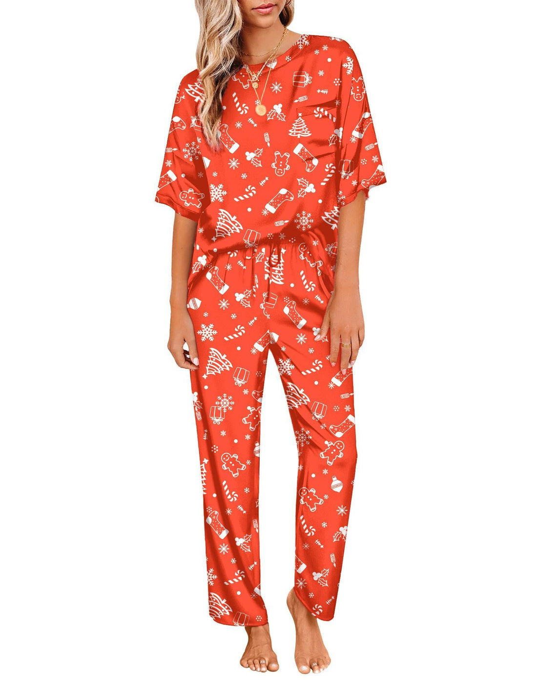 Ekouaer Pajamas for Women Set Silky Satin 2 Piece Lounge Sets with Pockets