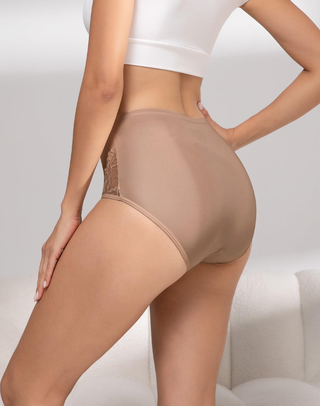 INNERSY Women's Lace Underwear Full Coverage Briefs 4 Pack | High Waisted Panties, Lightweight Stretch Nylon Blend, Quick-dry, Silky-Smooth, Breathable, Soft Cotton Crotch
