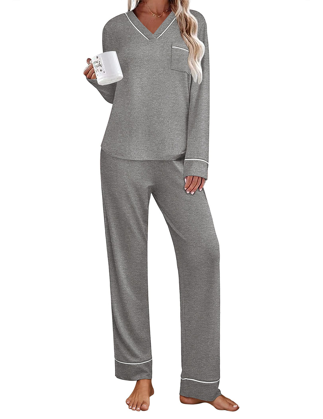 Ekouaer Womens Pajamas Sets 2 Piece PJs Long Sleeve Sleepwear Loungewear