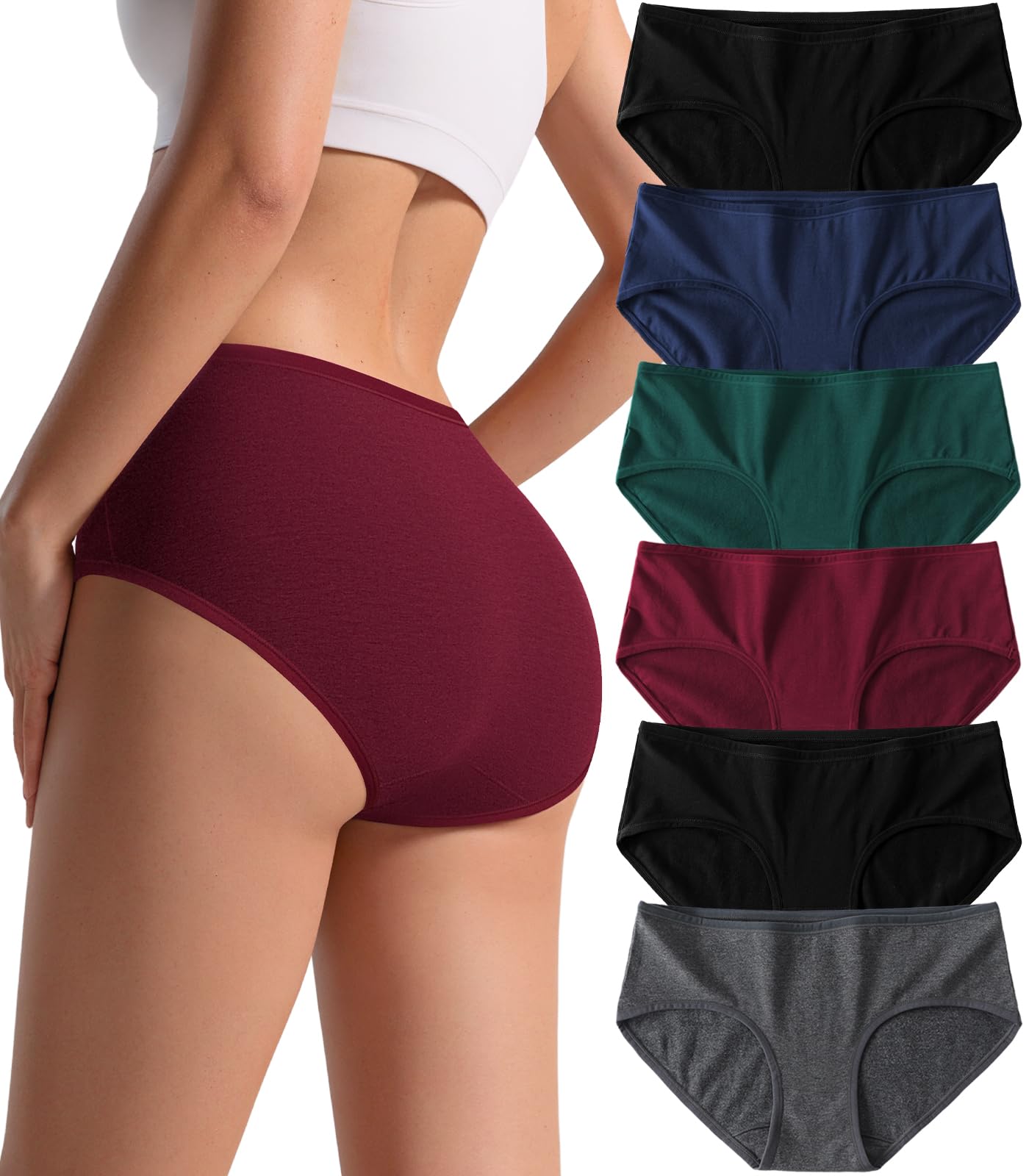 Cotton Hipster Panties Women: 6-Pack Soft Full Coverage Mid Rise Underwear for Everyday Comfort