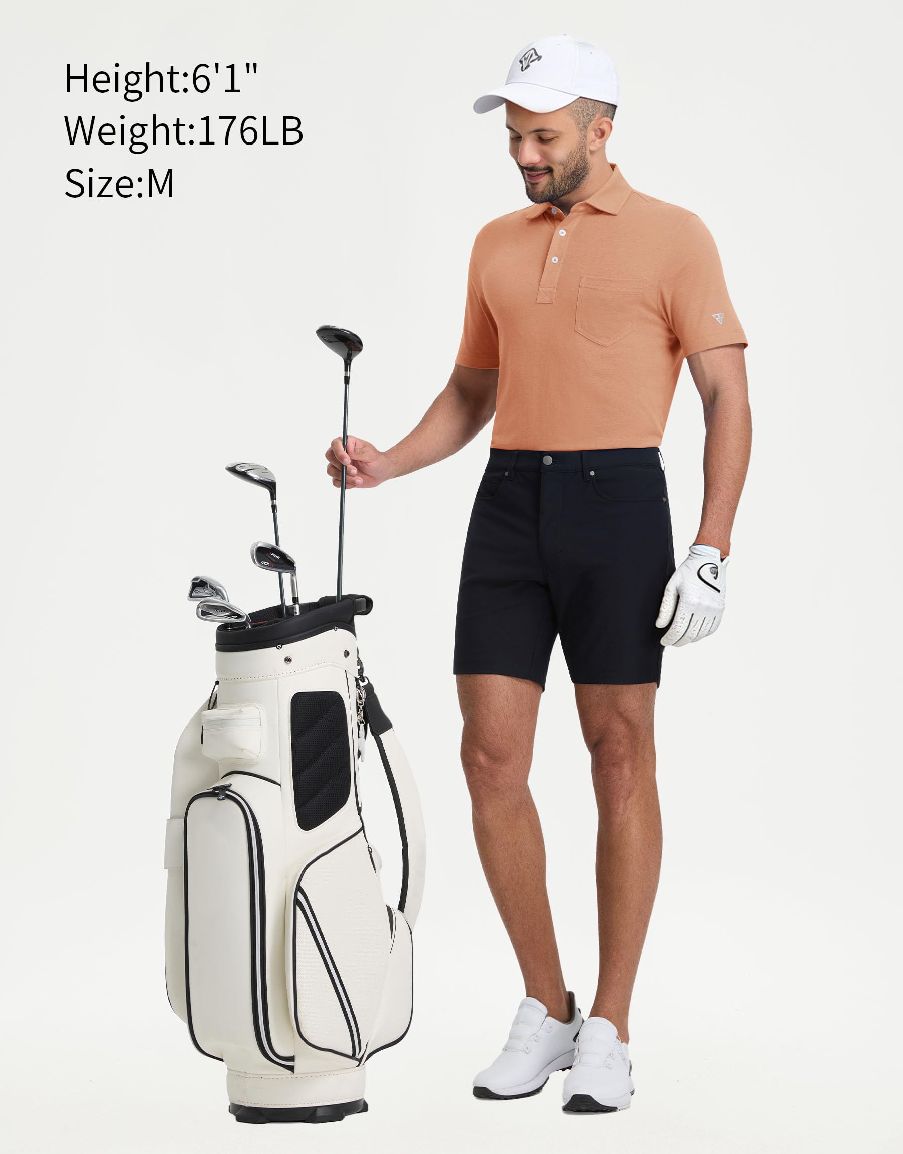 M MAELREG Mens Golf Shirts Short Sleeve Lightweight Soft Cotton Blend with Pocket Summer Casual Daily Wear