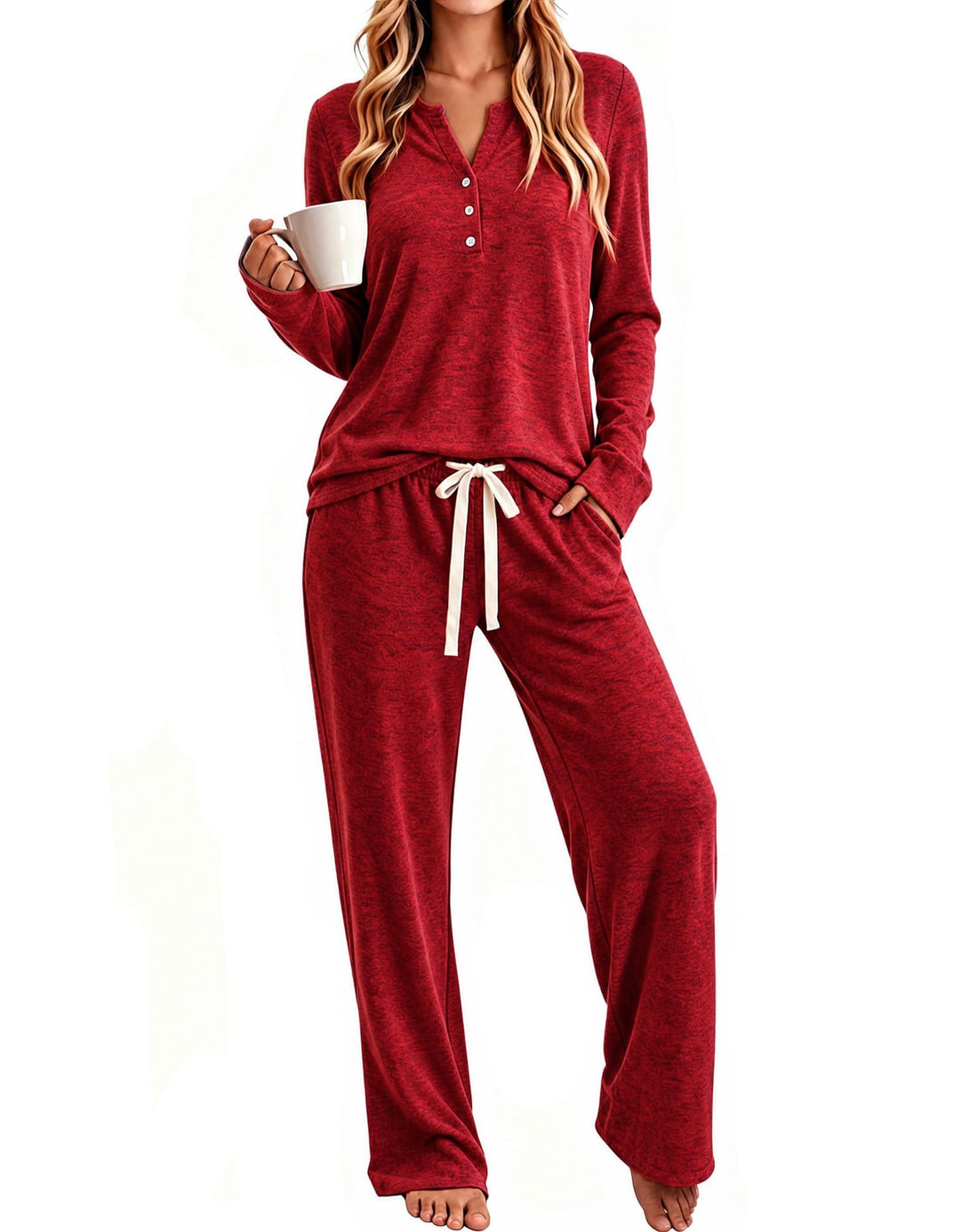 Womens Pajamas Set Long Sleeve Soft Loungewear 2 Pieces Fall&Winter