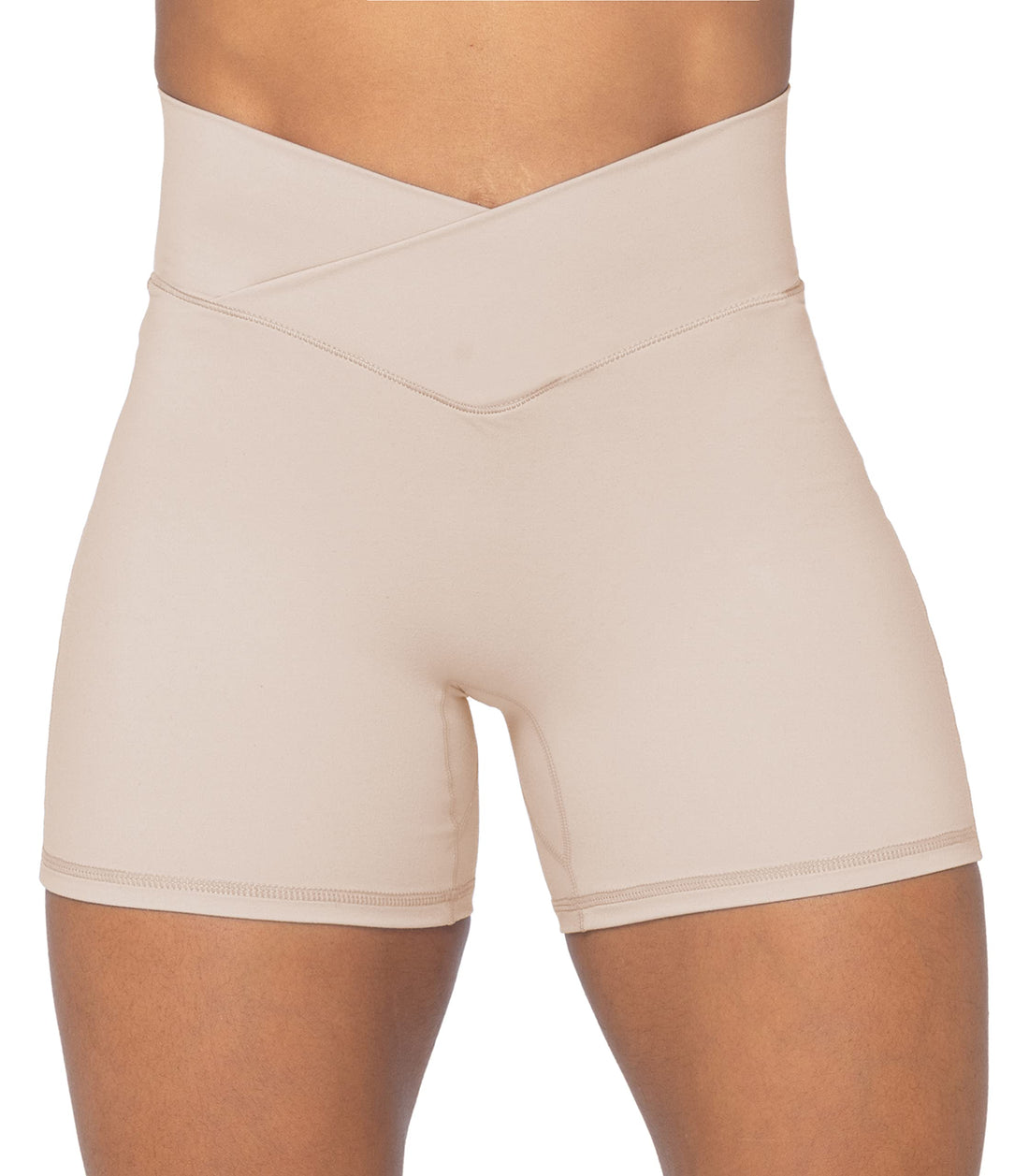 Sunzel Crossover Biker Shorts for Women, No Front Seam V High Waist Yoga Workout Gym Shorts with Tummy Control | 4 Or 6-Inch Inseam, High Waisted, Tummy Control, Crossover Waist, Buttery Soft, No Front Seam, Squat Proof, Compression
