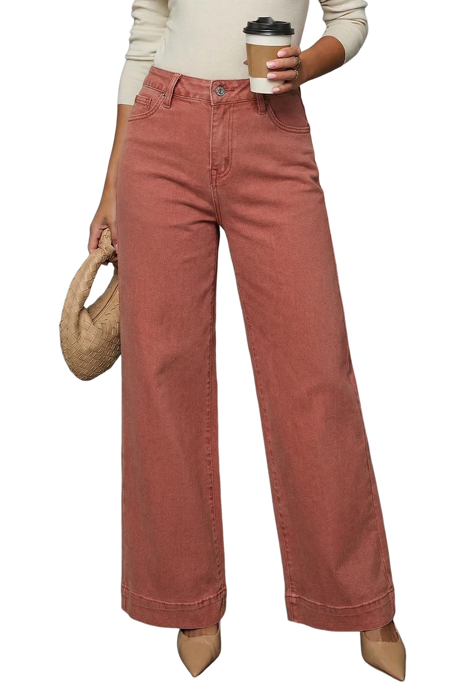 Dokotoo Women's Casual High Waisted Jeans Stretch Wide Leg Loose Denim Pant | Baggy Jeans Women, Stretchy Straight Leg Pants, High Waisted Jeans for Women, Loose Fit, Casual Wear