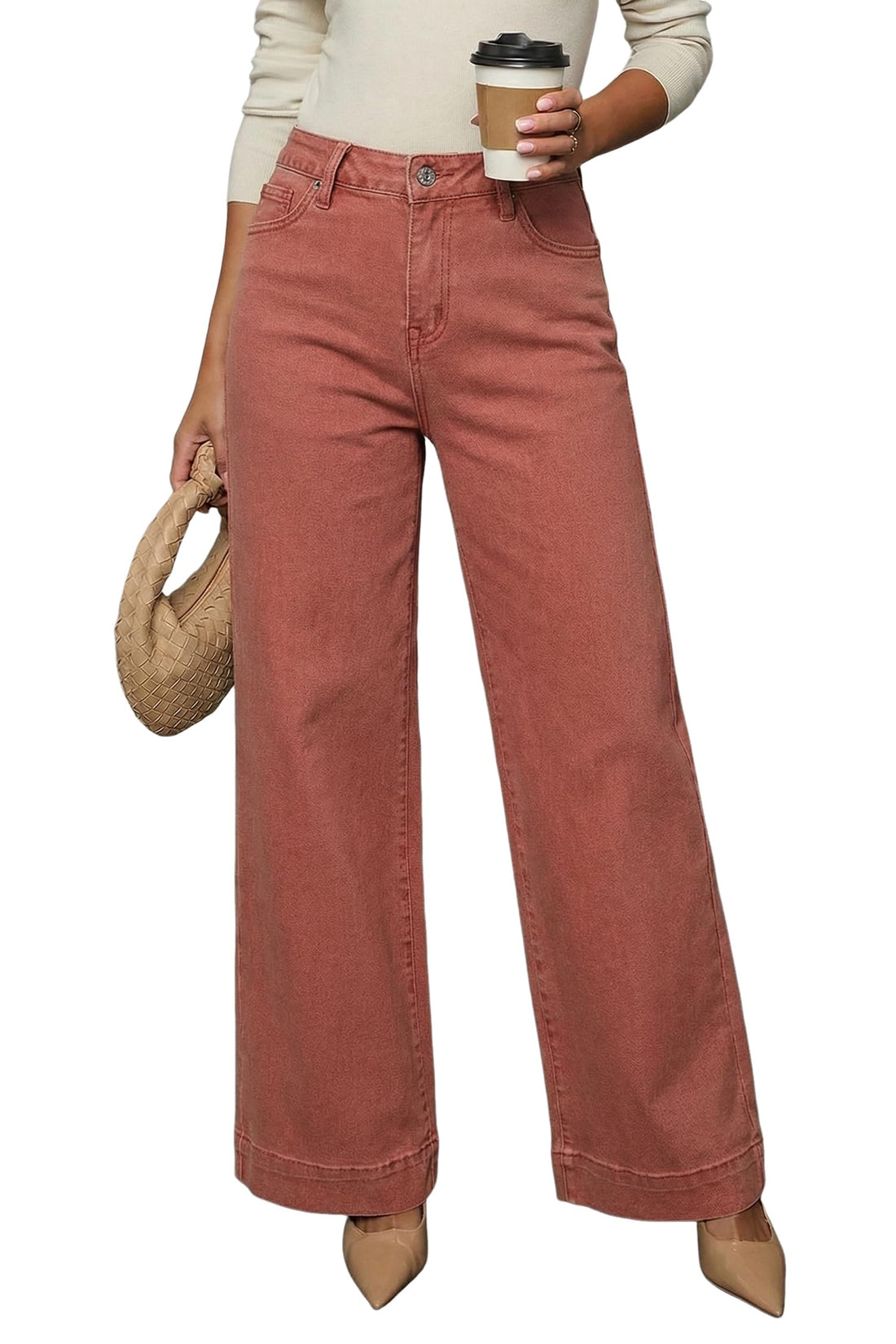 Dokotoo Women's Casual High Waisted Jeans Stretch Wide Leg Loose Denim Pant | Baggy Jeans Women, Stretchy Straight Leg Pants, High Waisted Jeans for Women, Loose Fit, Casual Wear