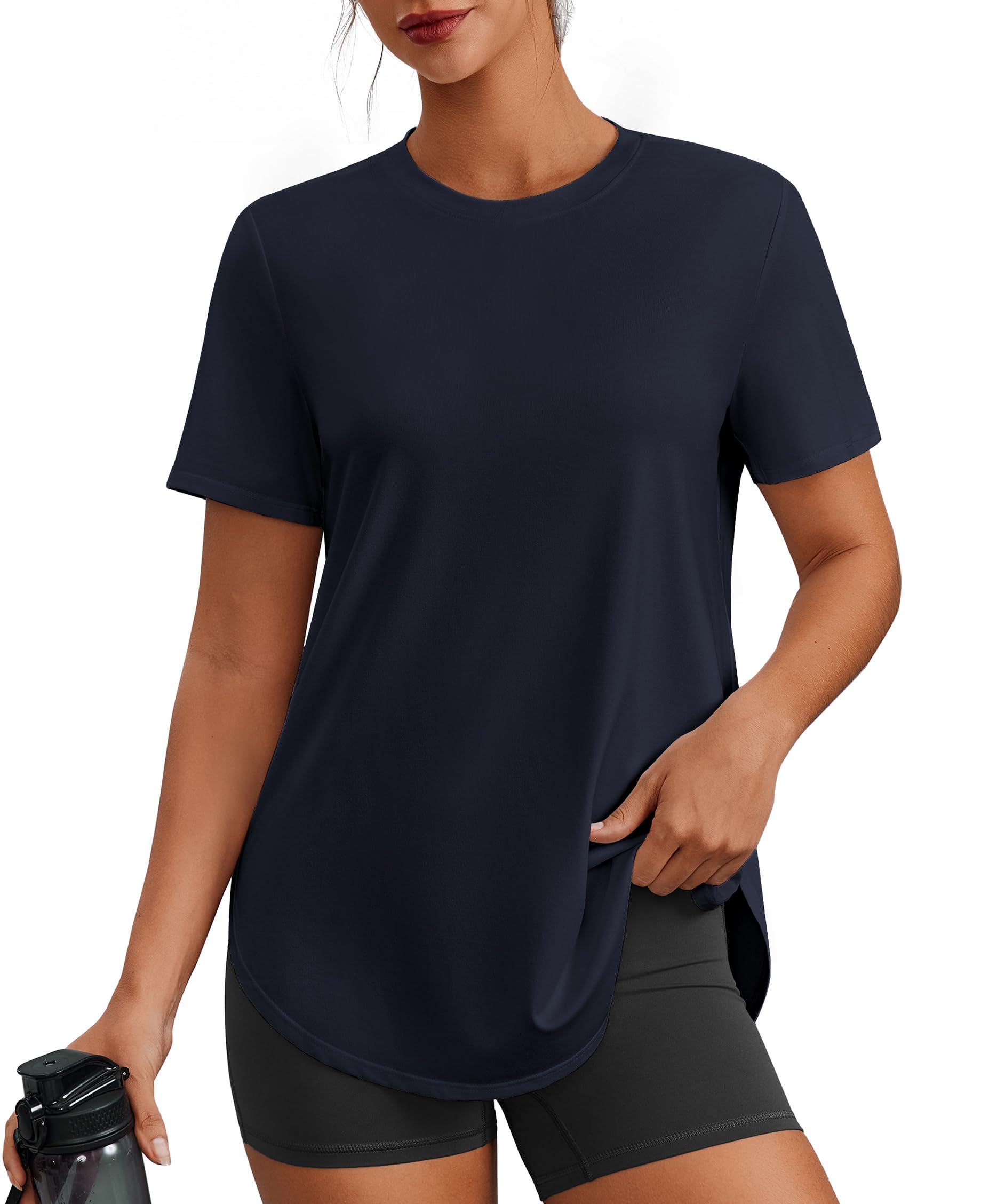 PINSPARK Workout Tops for Women Short Sleeve Athletic Shirts UPF 50+ Quick Dry Running Outfits for Exercise Gym Hiking S-3XL
