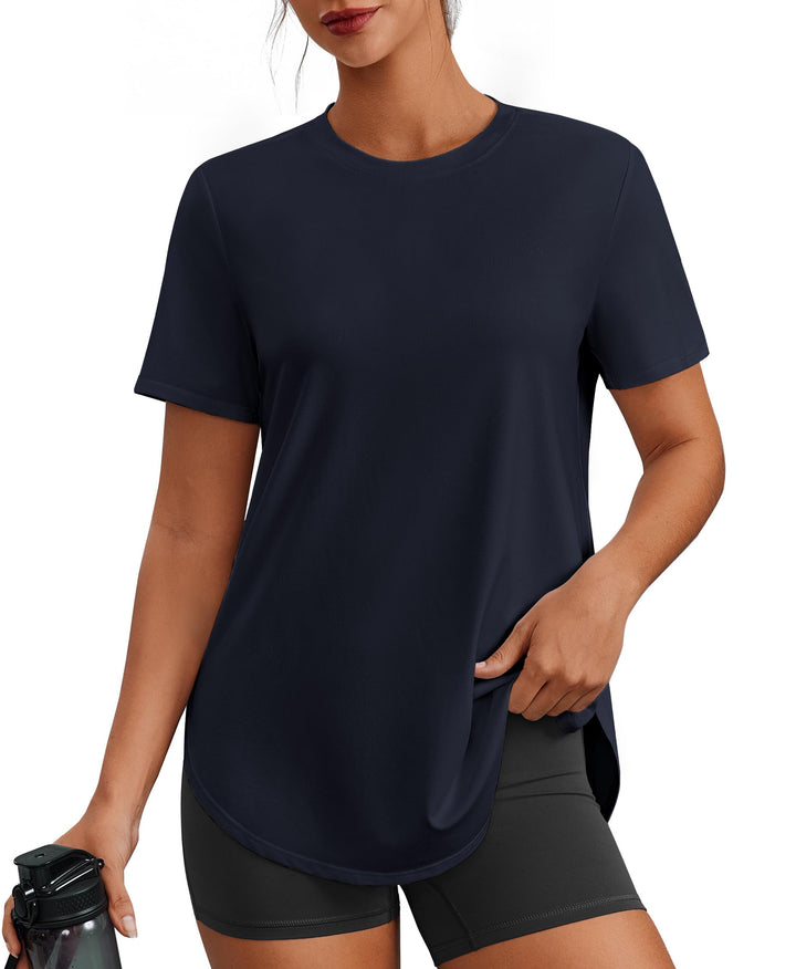 PINSPARK Workout Tops for Women Short Sleeve Athletic Shirts UPF 50+ Quick Dry Running Outfits for Exercise Gym Hiking S-3XL
