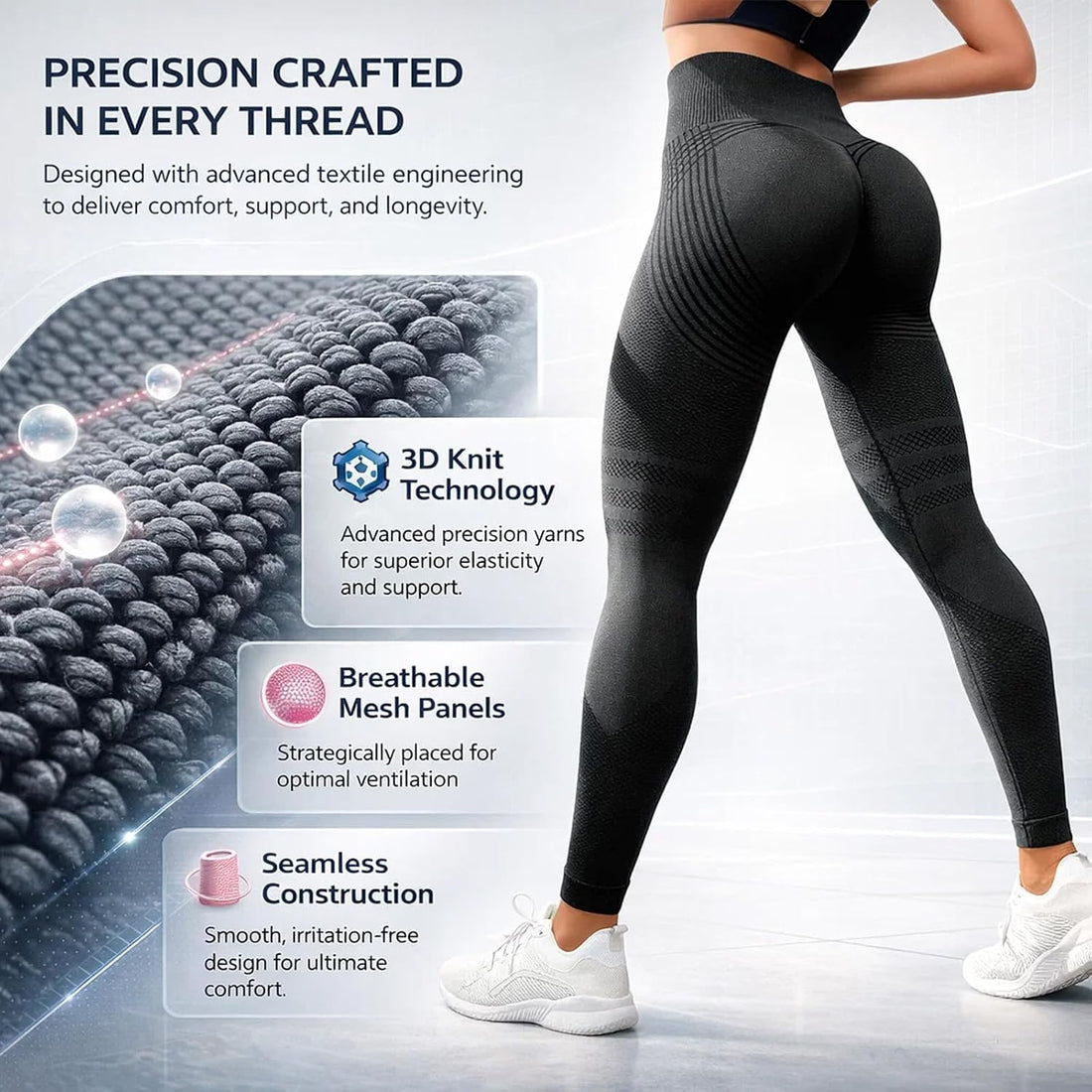 Women's High Waist Yoga Leggings with Built-in Resistance Bands, Tummy Control Seamless Workout Pants for Gym Running