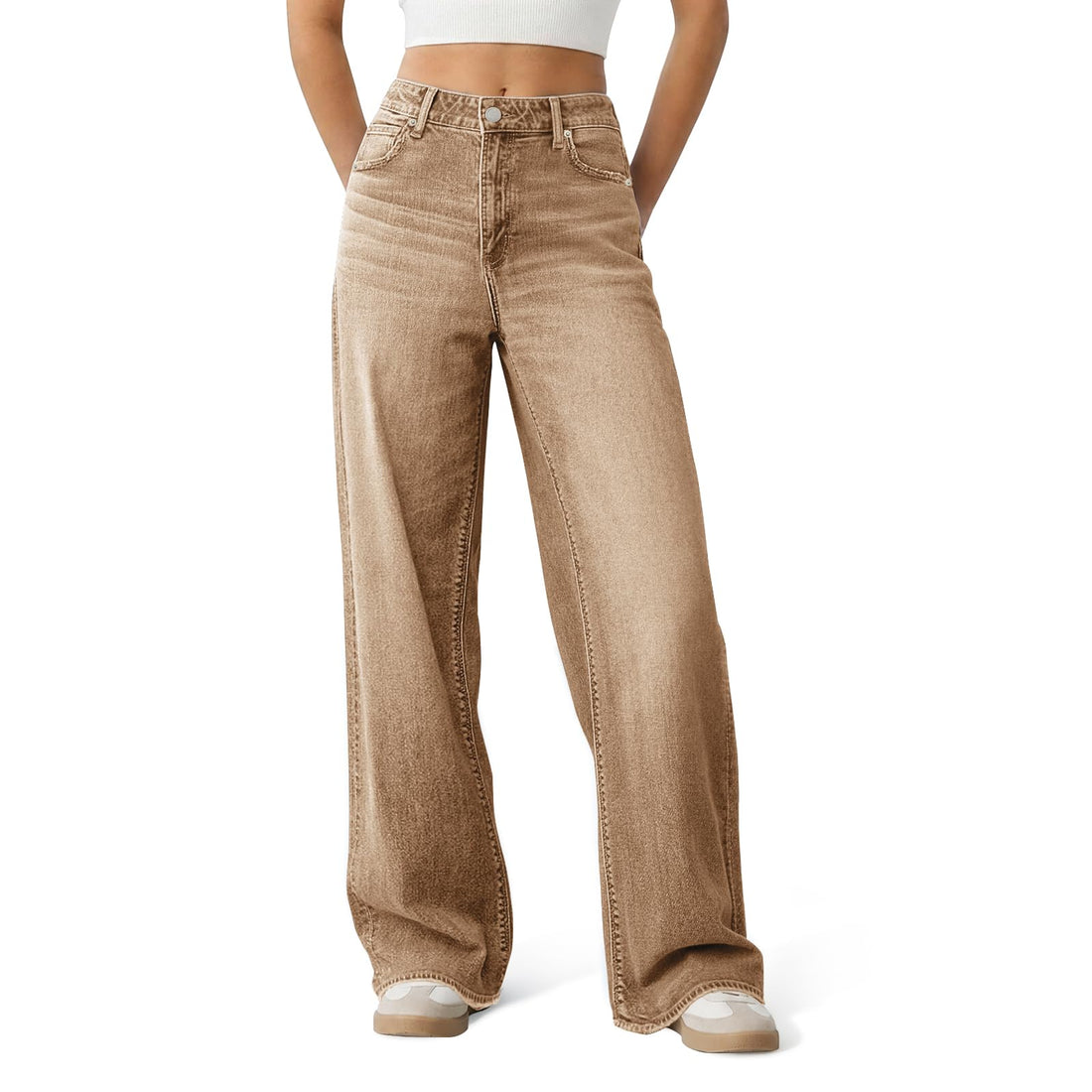 Women's Wide Leg Jeans High Waisted Baggy Straight Leg Loose Stretchy Casual Denim Pants