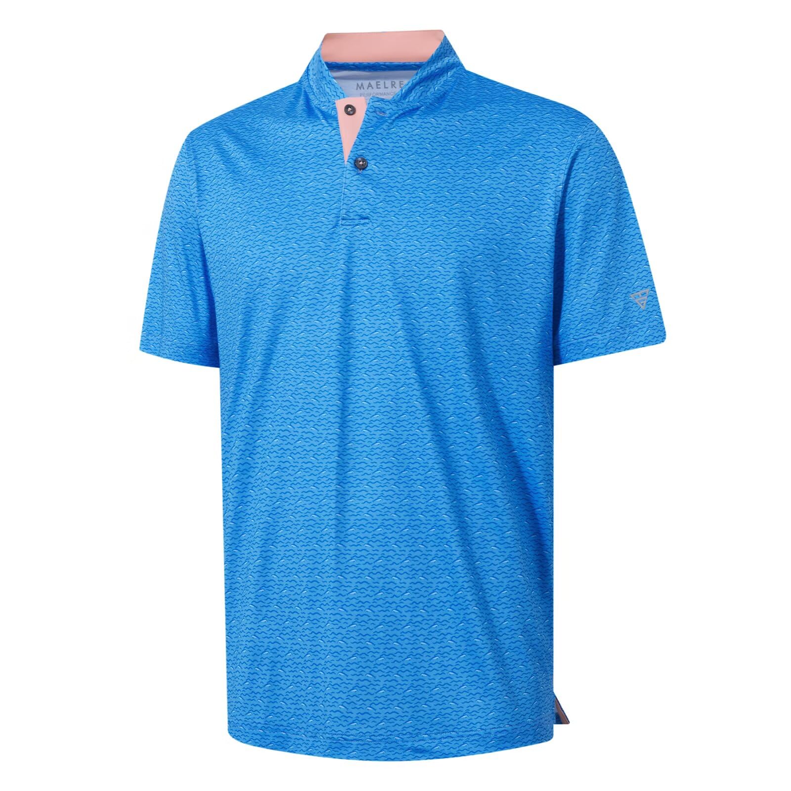 M MAELREG Golf Shirts for Men Collarless Performance Dry Fit Stretch Henley Casual Printed Mens Polo Shirts Short Sleeve