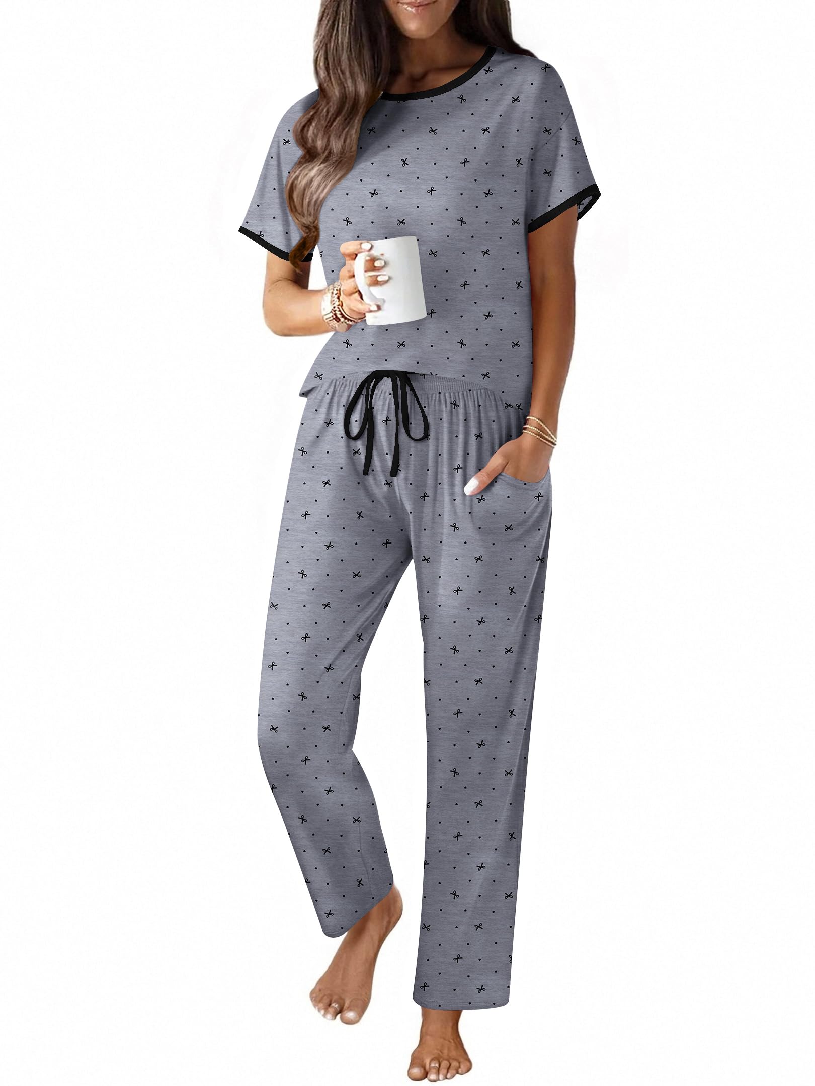 Ekouaer 2 Piece Cotton Pajamas for Women
