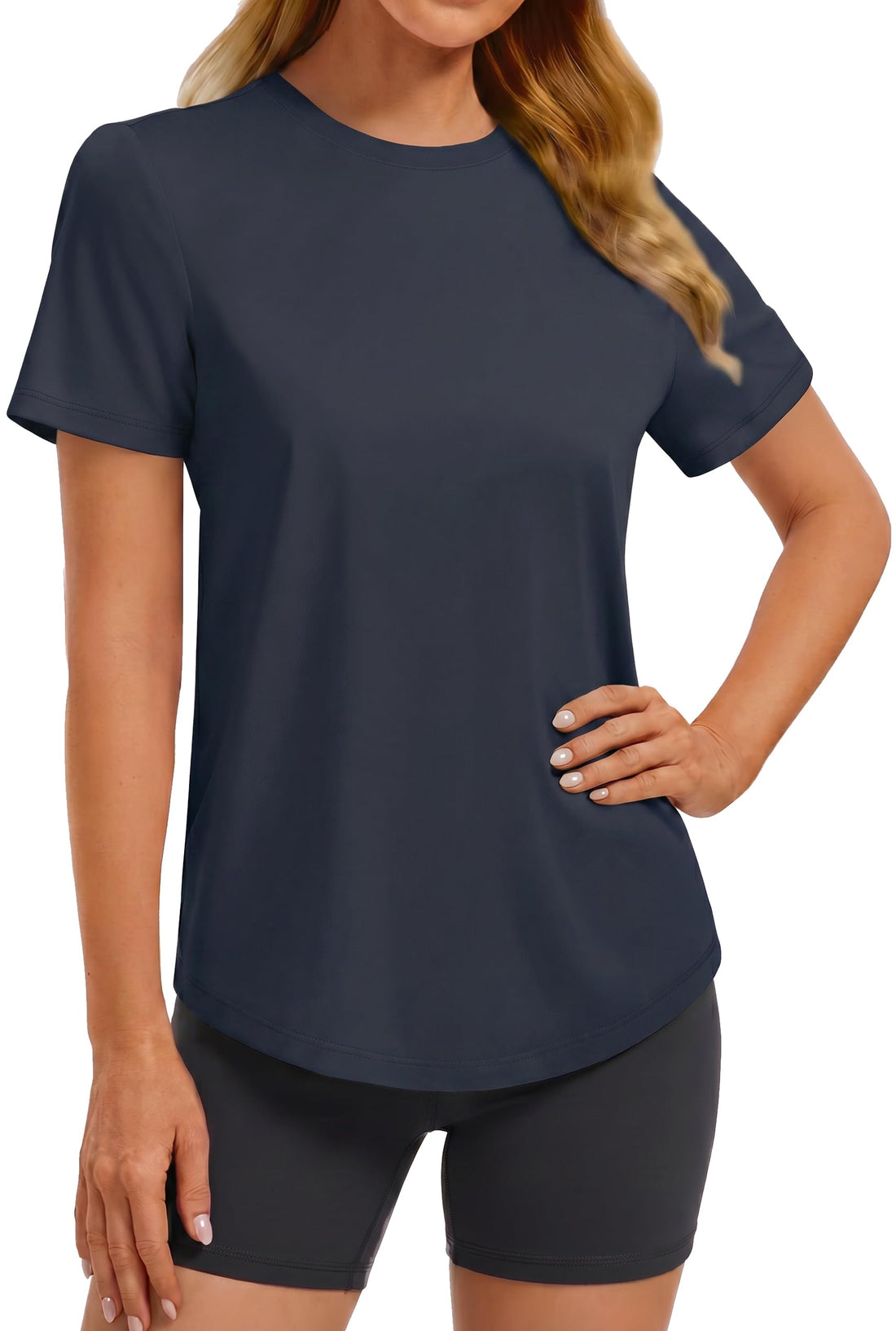 PINSPARK Soft Workout Tops for Women UPF 50+ Sun Protection Shirt Quick Dry Athletic Running Hiking Travel Basic Tee Shirts