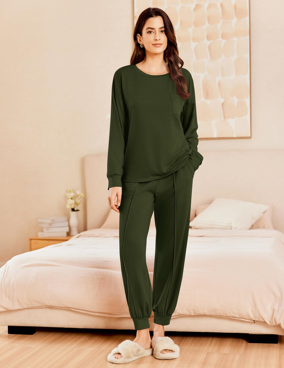 Ekouaer Lounge Sets for Women 2 Piece Jogger Pants Pajamas