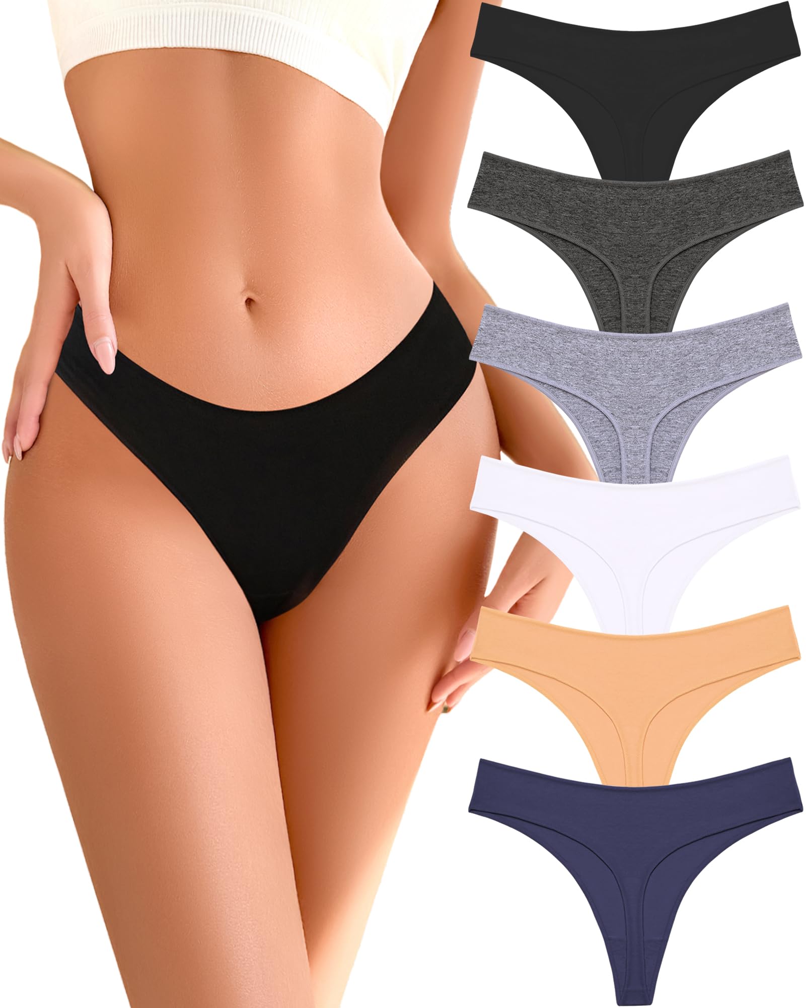 READY TO LOVE Cotton Underwear for Women Pack Breathable Thongs for Women Sexy Stretch Soft Womens Panties Thong XS-XL