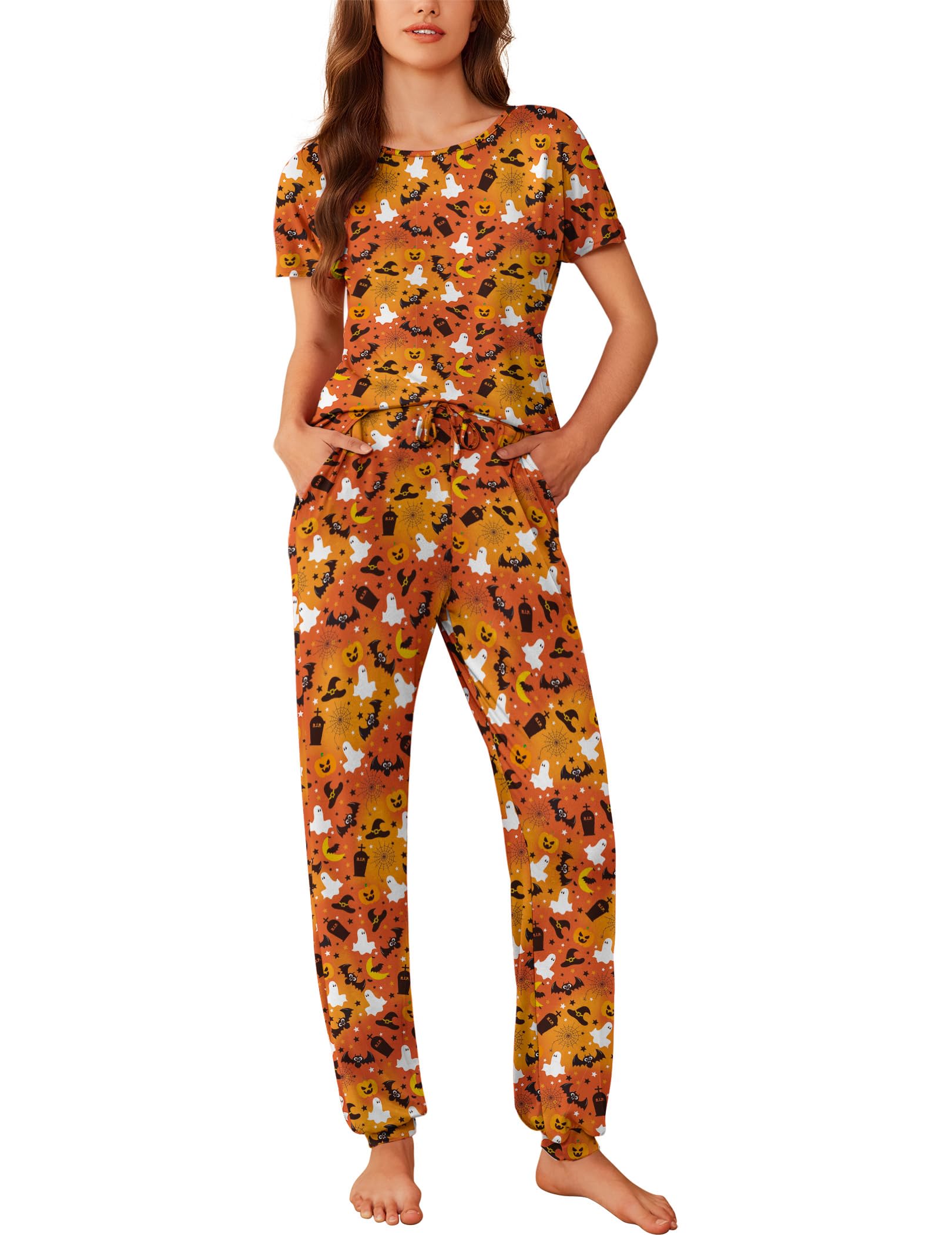 Ekouaer Pajamas for Womens Set Soft 2 Piece Loungewear with Jogger Pants