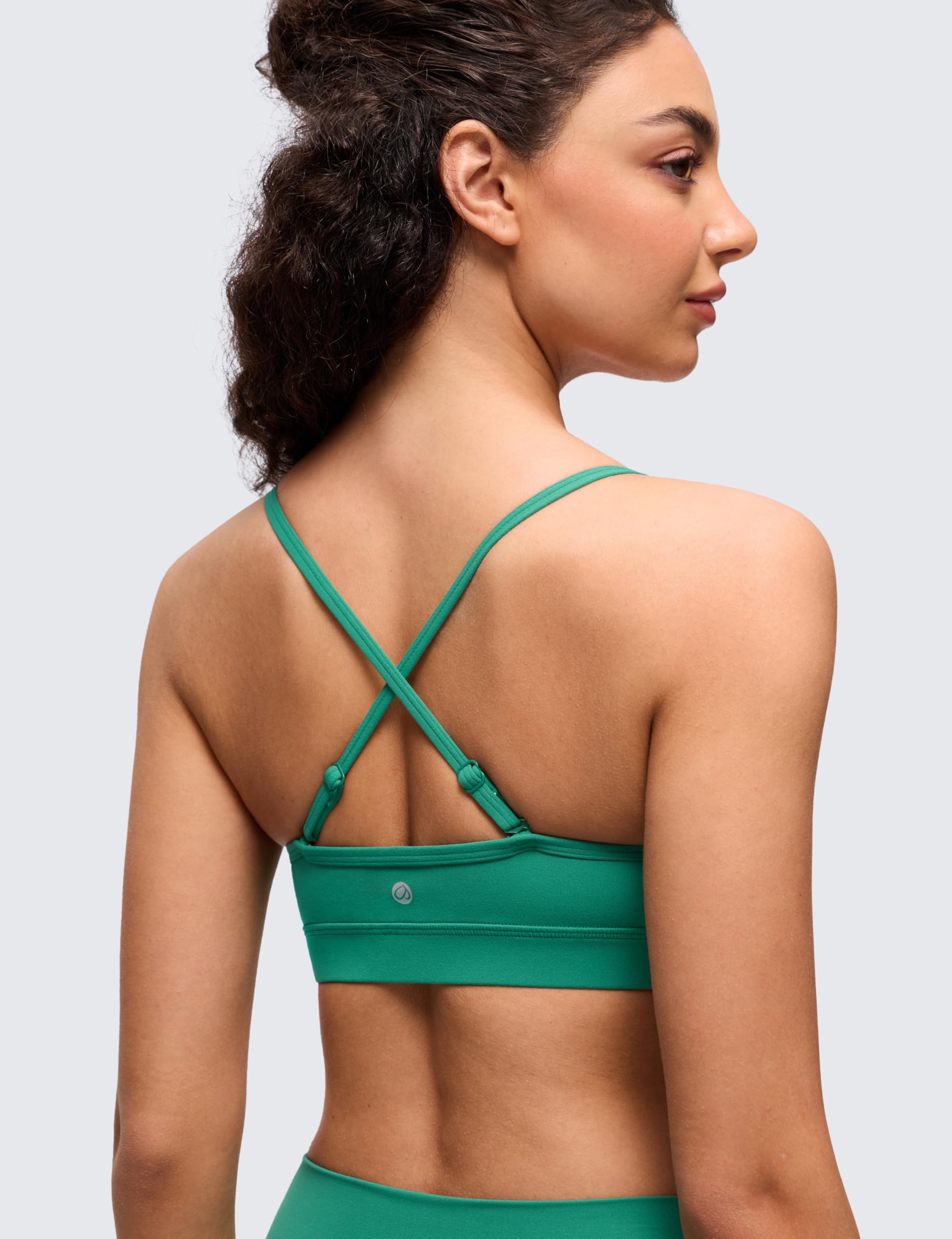 CRZ YOGA Butterluxe V Neck Sports Bras | Light Support, Removable Pads, Yoga, Extremely Soft, Square Back, Adjustable Spaghetti Straps, for Women