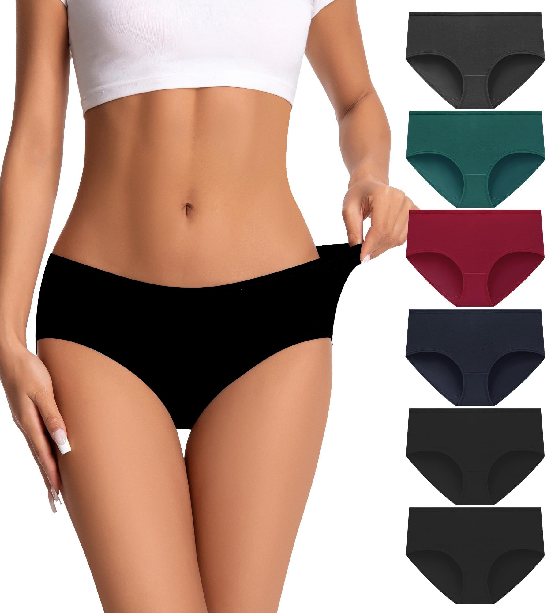 dmuveo Womens Underwear Cotton Soft Hipster Full Coverage Ladies Stretch Panties (Regular & Plus Size)