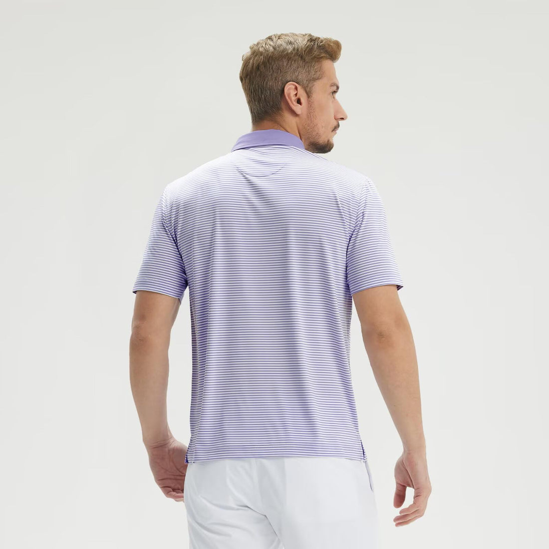 M MAELREG Golf Shirts for Men Moisture Wicking Dry Fit Striped Polo Performance Sport Mens Polo Shirts Short Sleeve