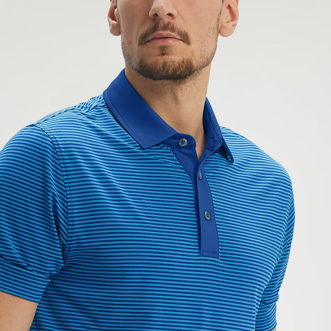 M MAELREG Golf Shirts for Men Moisture Wicking Dry Fit Striped Polo Performance Sport Mens Polo Shirts Short Sleeve