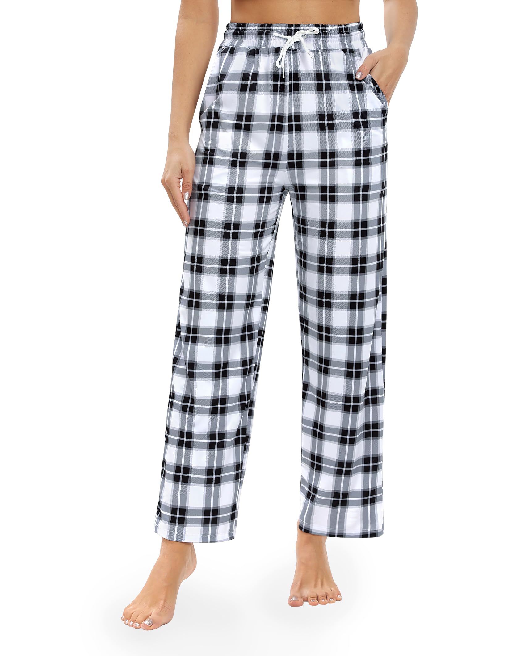 Womens Pajama Pants Plaid Stretch Comfy Lounge Pants Sleep Bottoms Y2K PJ