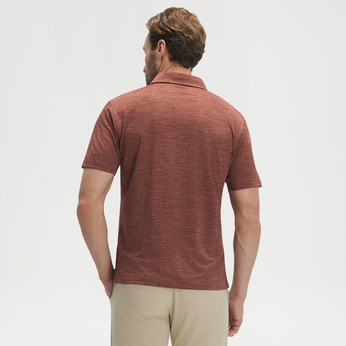 M MAELREG Short Sleeve Golf Shirts for Men Moisture Wicking Performance Lightweight Jacquard 3 Button Polo Shirts for Men
