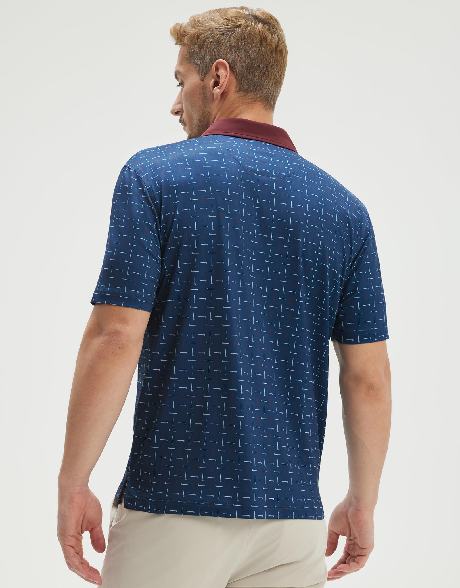 M MAELREG Golf Shirts for Men Short Sleeve Print Patterns Moisture Wicking Performance Lightweight Collared Mens Polo Shirts