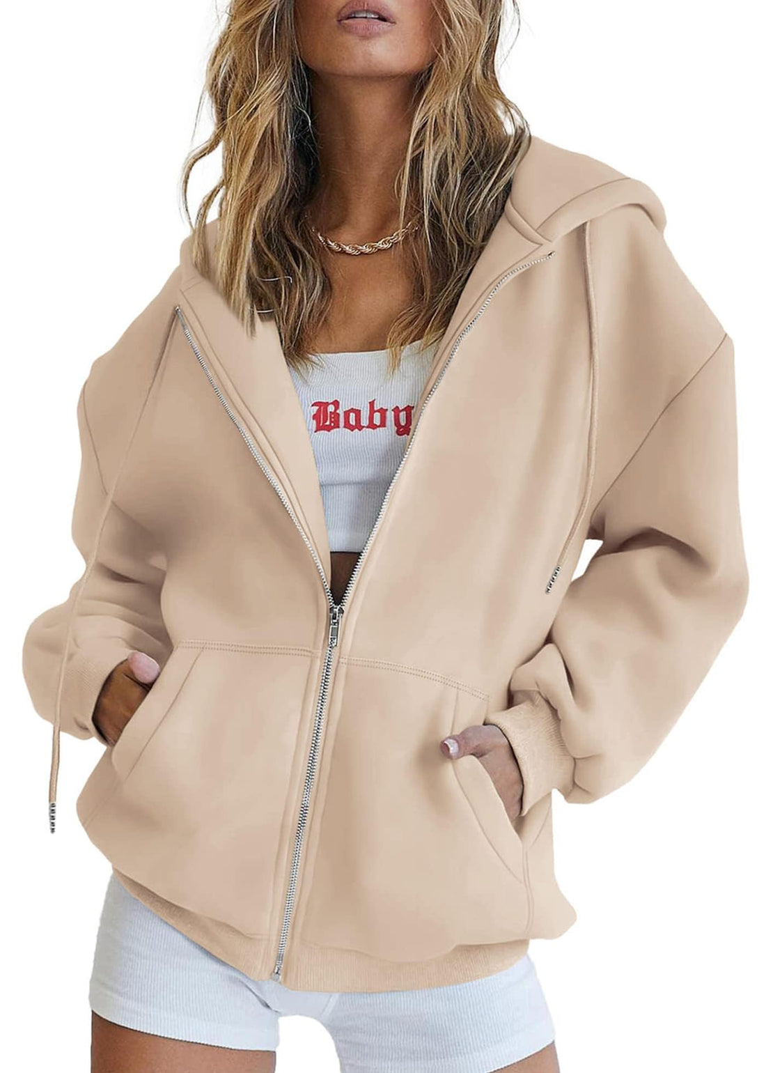 PRETTYGARDEN Women's Fall Zip Up Hoodies Sweatshirts | Comfy Fleece Lined, Long Sleeve Pockets, Drawstring Hooded, Loose Fit, Trendy Y2K, Track Jackets, Spring Winter Clothing