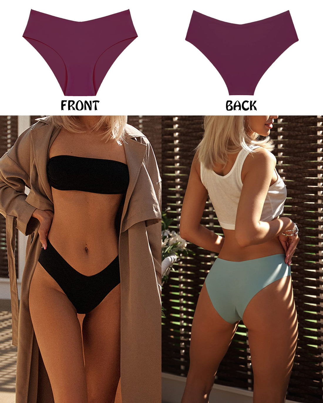 Women’s Seamless Bikini Panties Soft Stretch Invisibles Briefs No Show Hipster Underwear cheeky 9 pack XS-L