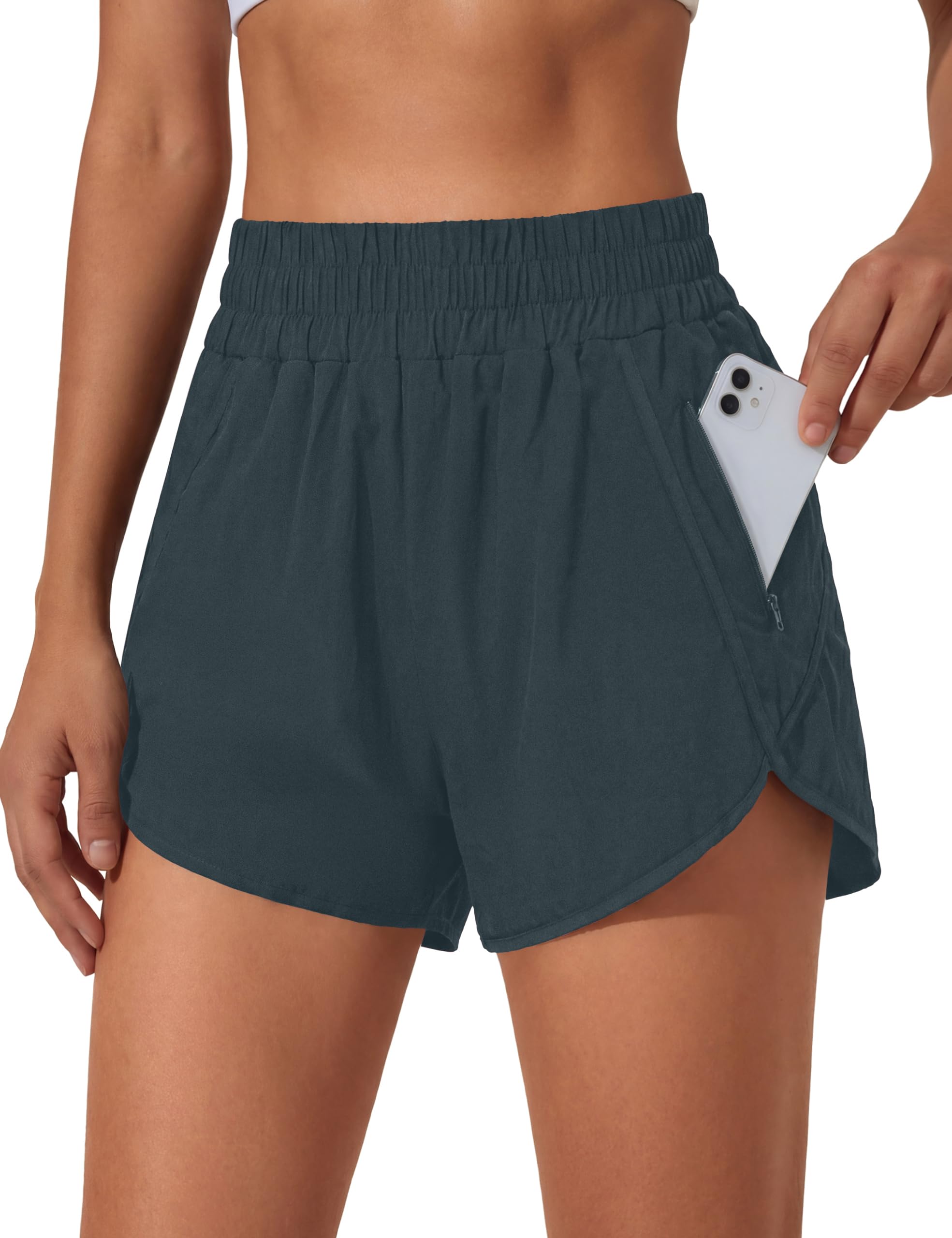 BMJL Women's Running Shorts Elastic High Waisted with Pockets, 2.5" Sporty Workout Quick Dry Athletic Shorts