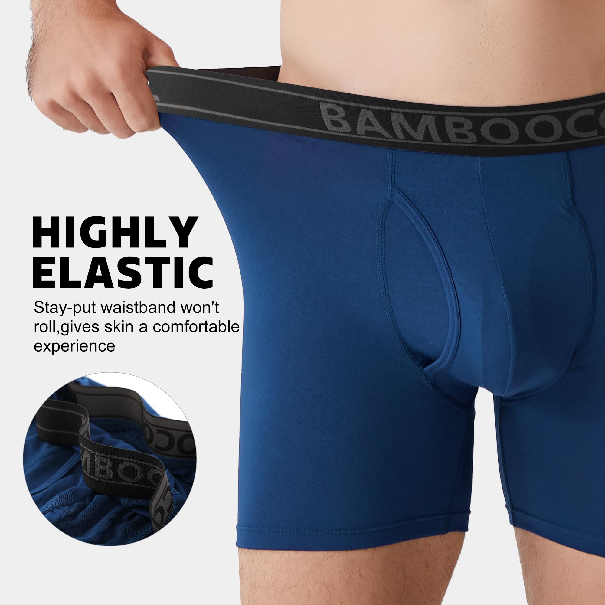 BAMBOO COOL Ultra Soft Mens Underwear Boxer Briefs 6-Pack | Bamboo Fabric‌,No Ride Up,More Breathable Than Cotton