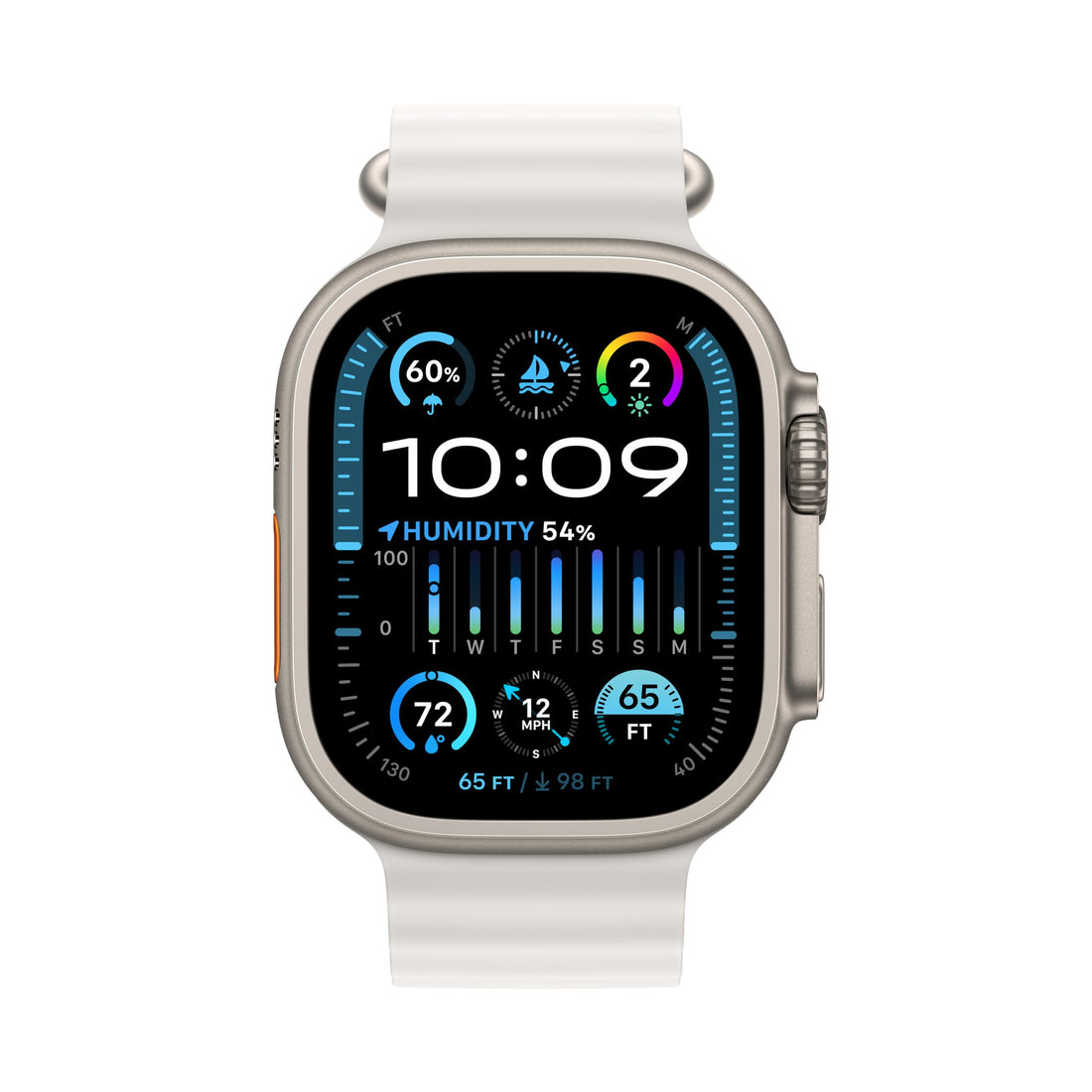Apple Watch Ultra 2 [GPS + Cellular, 49mm] - Titanium Case with Blue Ocean Band, One Size (Renewed)